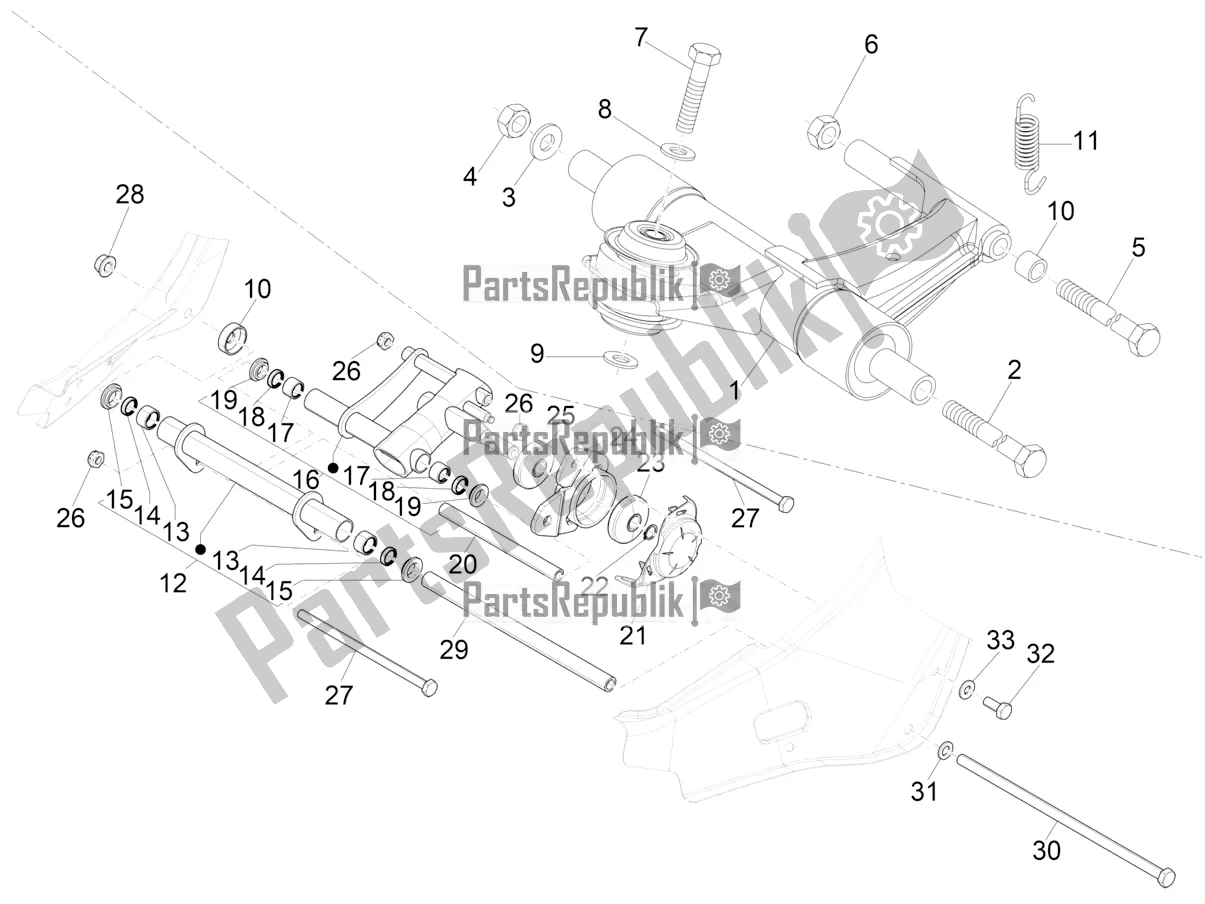 Tutte le parti per il Braccio Oscillante del Vespa LX 125 Iget 2019