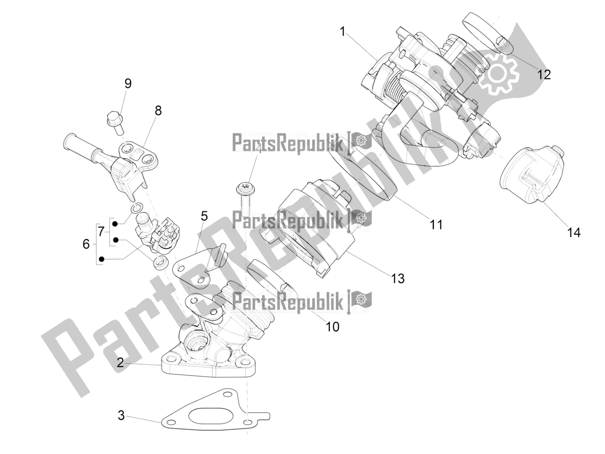 All parts for the Throttle Body - Injector - Induction Joint of the Vespa LX 125 Iget 2019