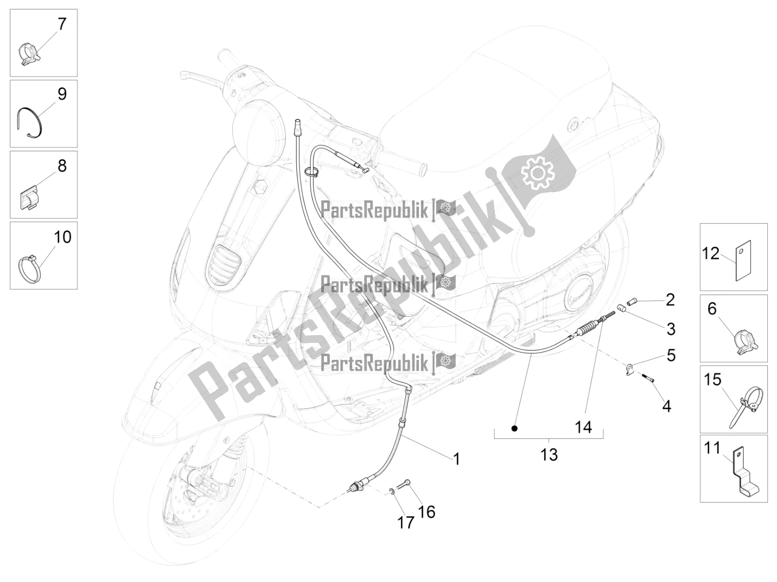 All parts for the Transmissions of the Vespa LX 125 Iget 2019