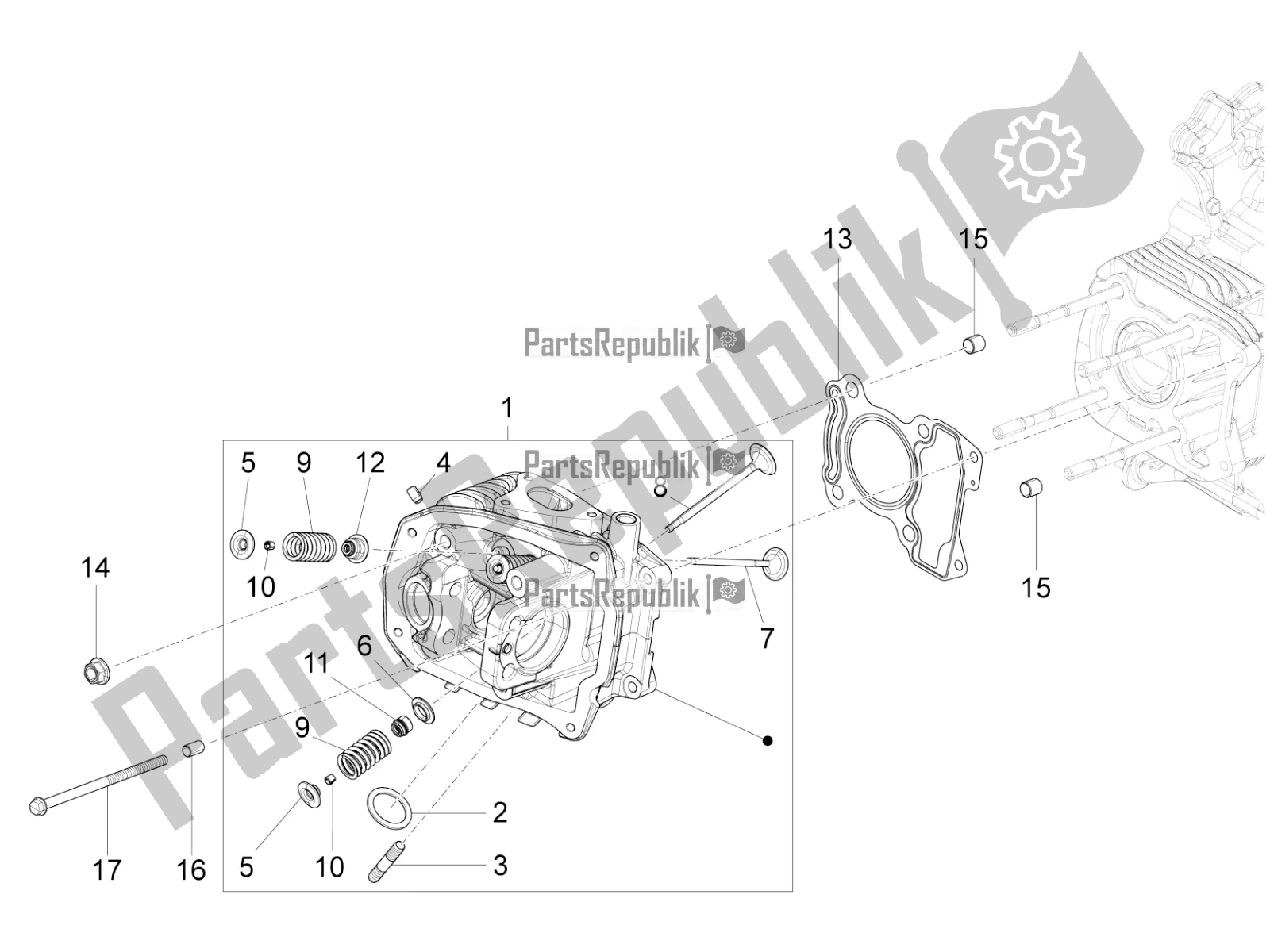 All parts for the Cylinder Head Unit - Valve of the Vespa LX 125 Iget 2020