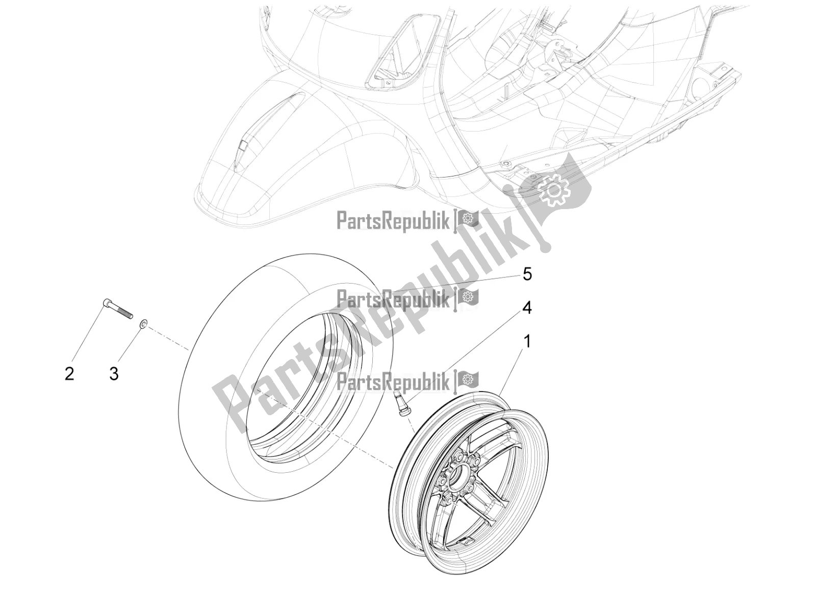 Todas las partes para Rueda Delantera de Vespa LX 125 Iget 2020