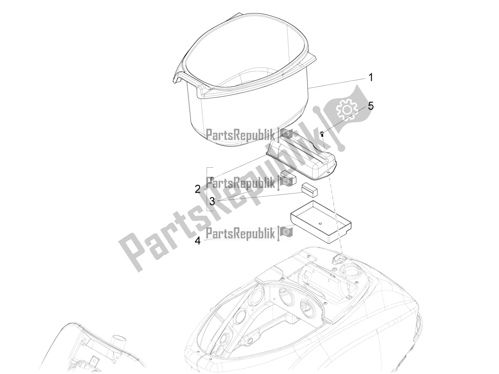 Wszystkie części do Obudowa Kasku - Pod Siod? Em Vespa LX 125 Iget 2020