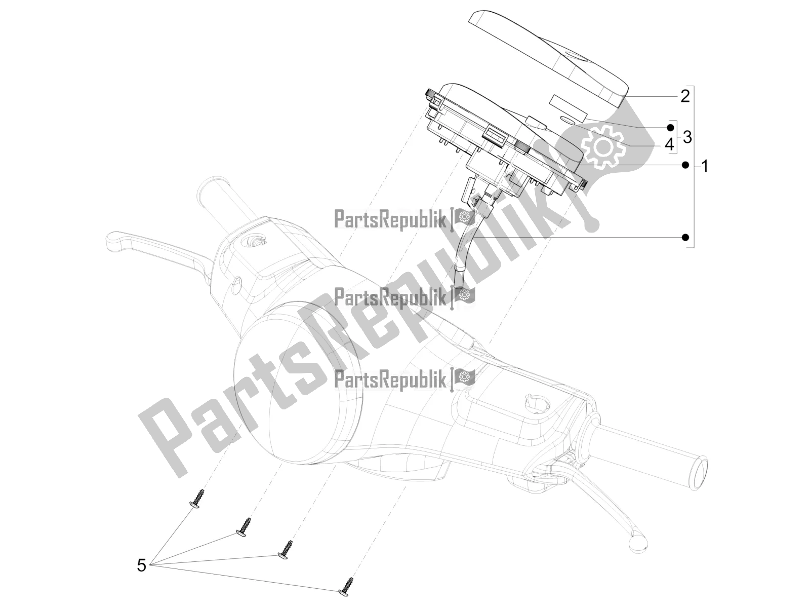 All parts for the Meter Combination - Cruscotto of the Vespa LX 125 Iget 2020