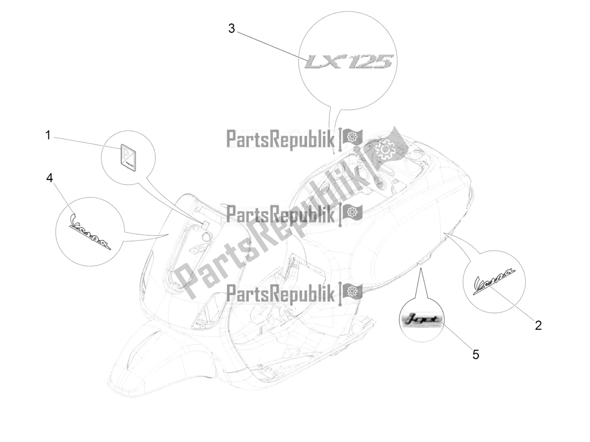 All parts for the Plates - Emblems of the Vespa LX 125 Iget 2020