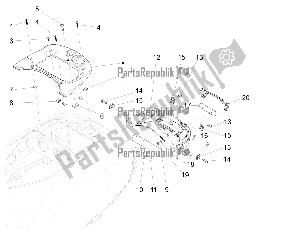 Todas las partes para Cubierta Trasera - Protector Contra Salpicaduras de Vespa LX 125 Iget 2020