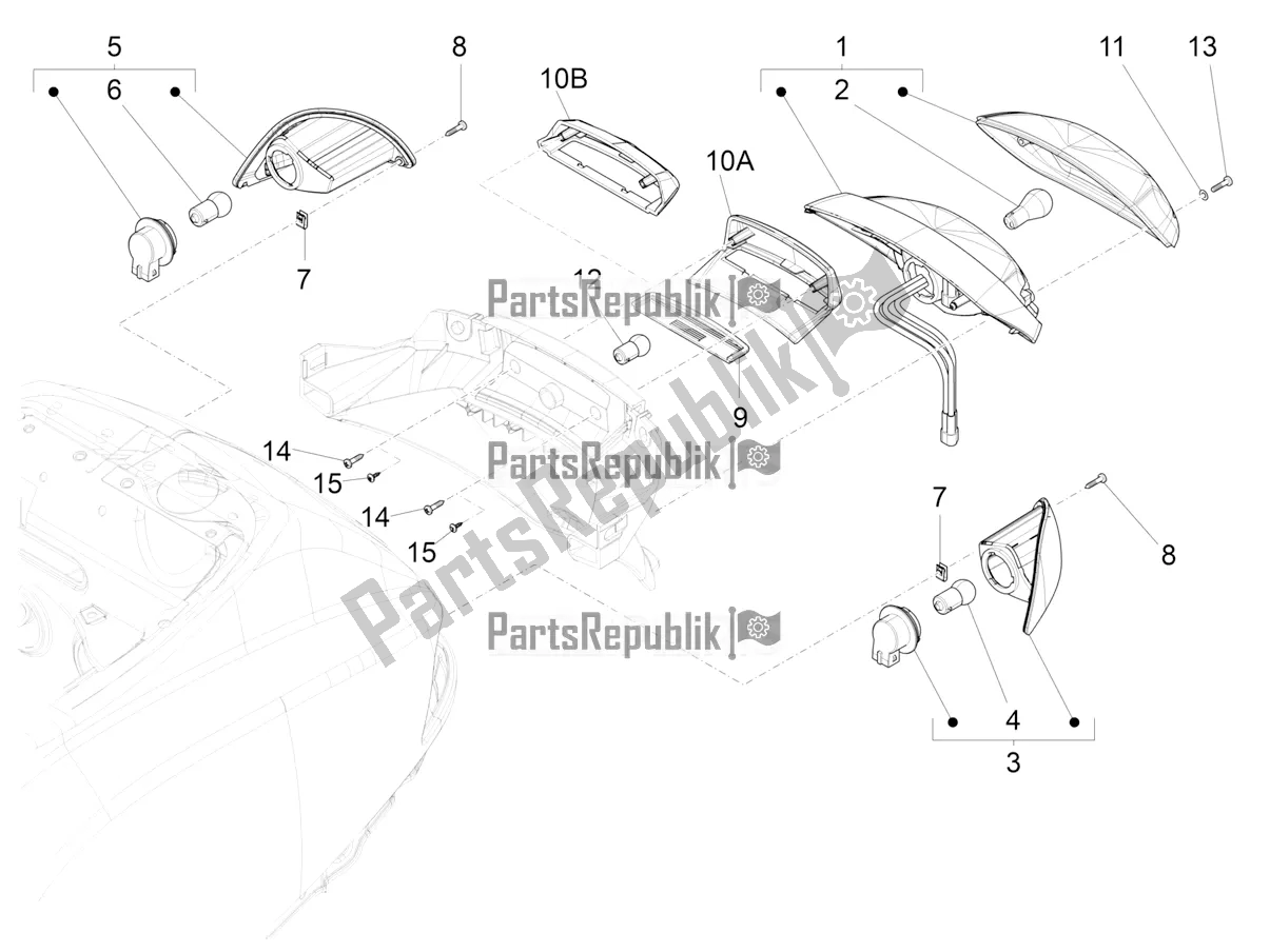 All parts for the Rear Headlamps - Turn Signal Lamps of the Vespa LX 125 Iget 2020