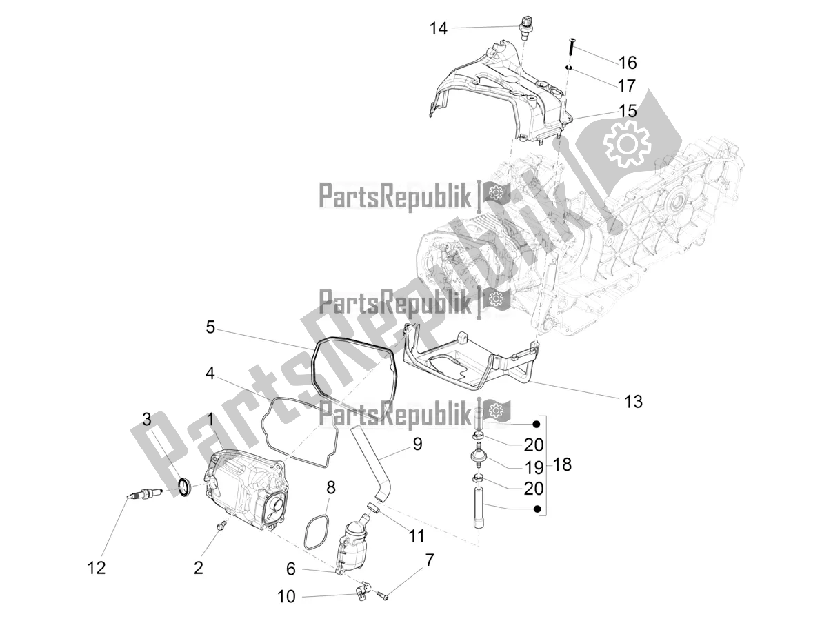 Todas las partes para Cubierta De Tapa De Cilindro de Vespa LX 125 Iget 2021