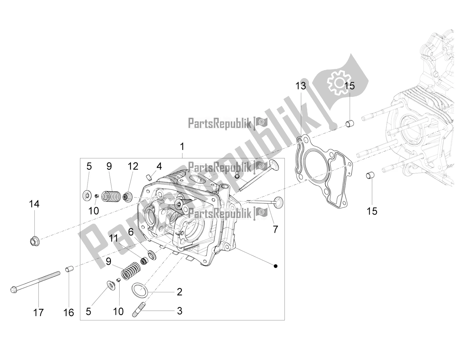 All parts for the Cylinder Head Unit - Valve of the Vespa LX 125 Iget 2021