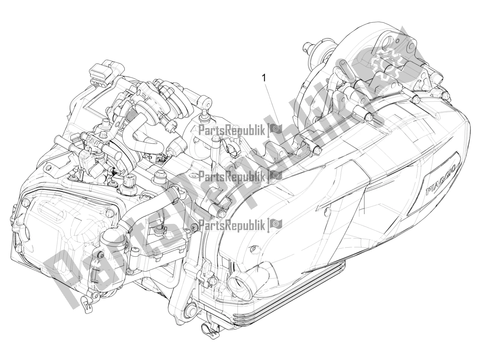 Toutes les pièces pour le Moteur, Assemblage du Vespa LX 125 Iget 2021