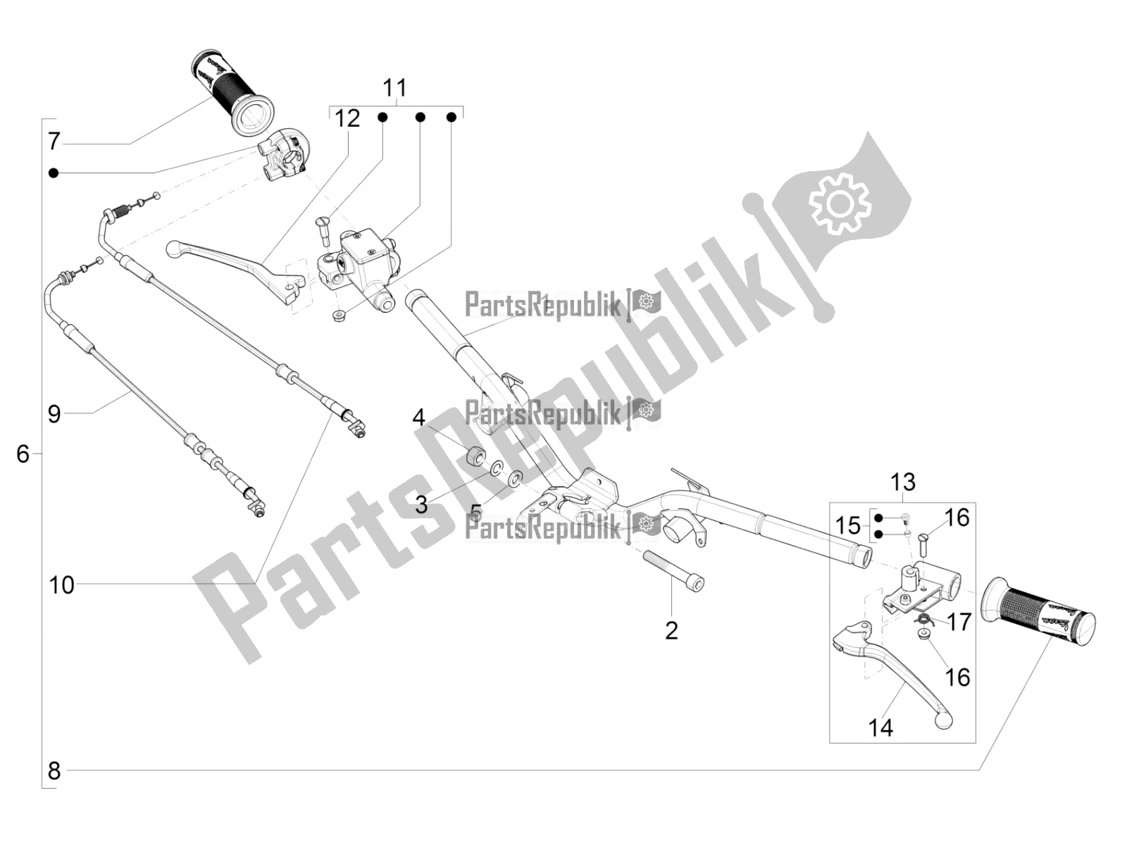 Tutte le parti per il Manubrio - Master Cil. Del Vespa LX 125 Iget 2021