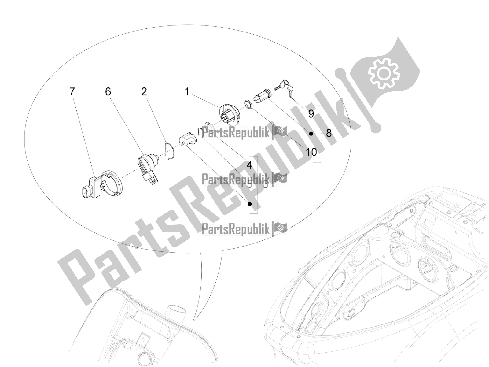 All parts for the Locks of the Vespa LX 125 Iget 2021