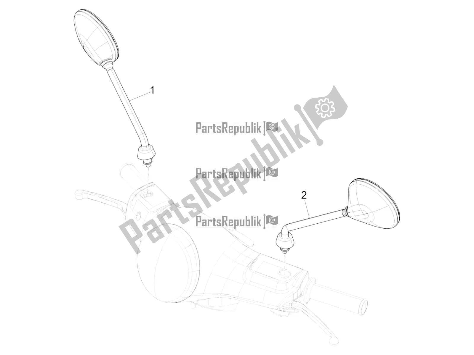 All parts for the Driving Mirror/s of the Vespa LX 125 Iget 2022