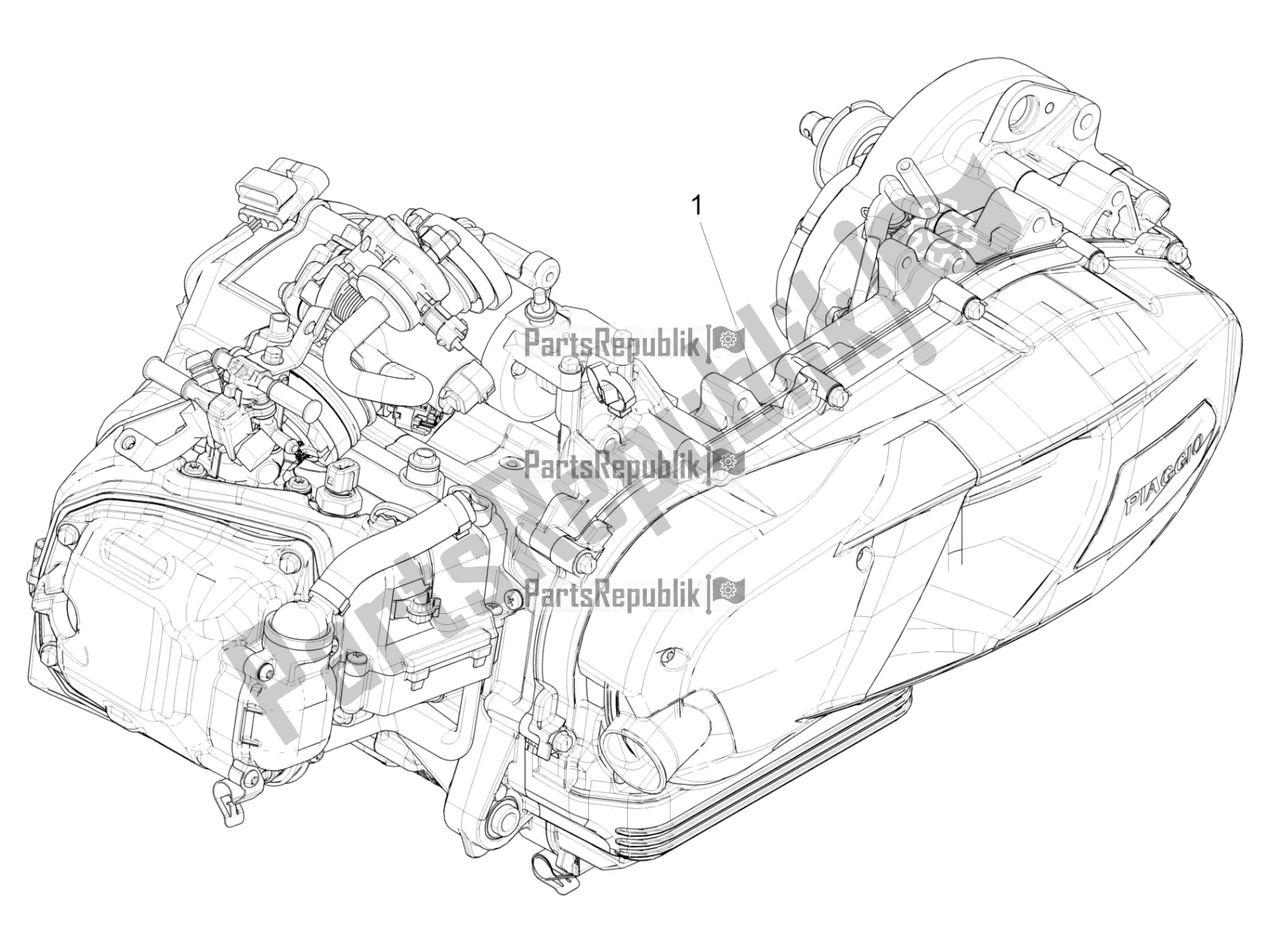 Alle onderdelen voor de Motor Assemblage van de Vespa LX 125 Iget 2022