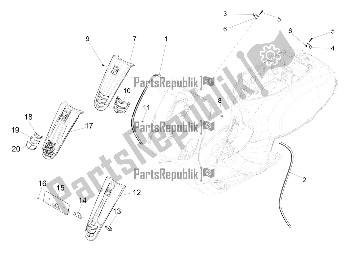 Toutes les pièces pour le Bouclier Avant du Vespa LX 125 Iget 2022