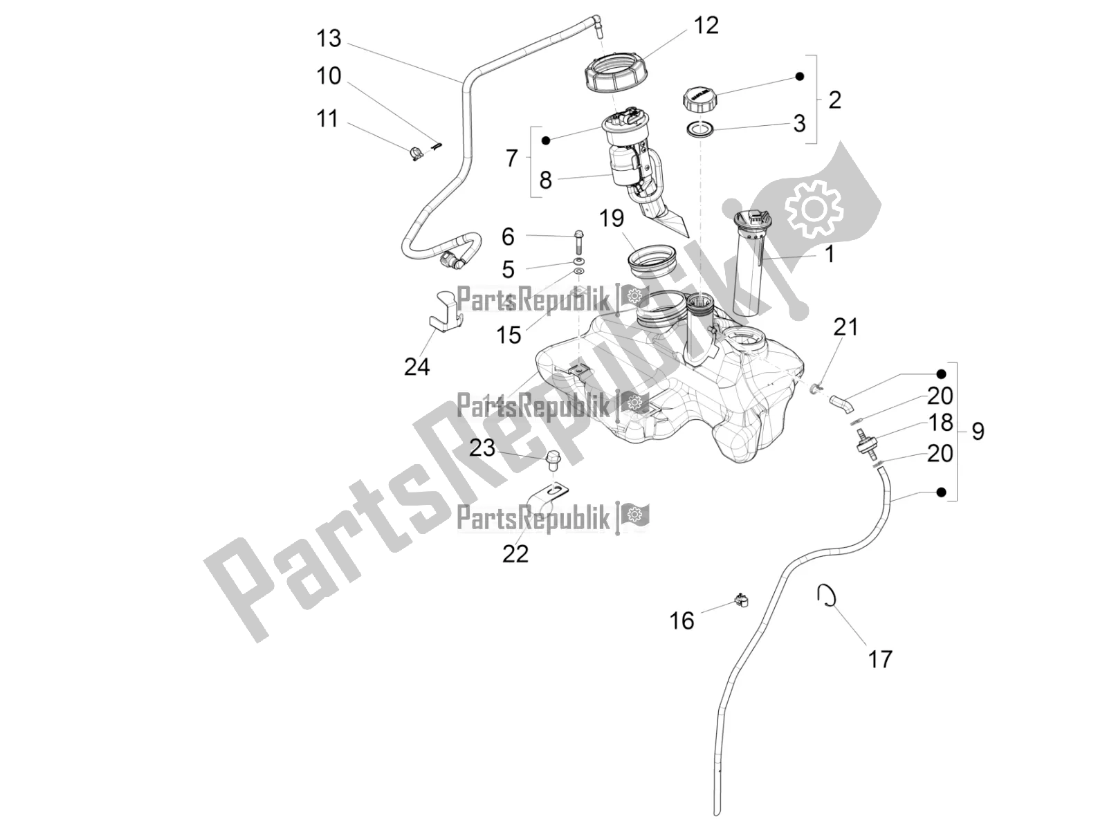 Todas las partes para Depósito De Combustible de Vespa LX 125 Iget 2022