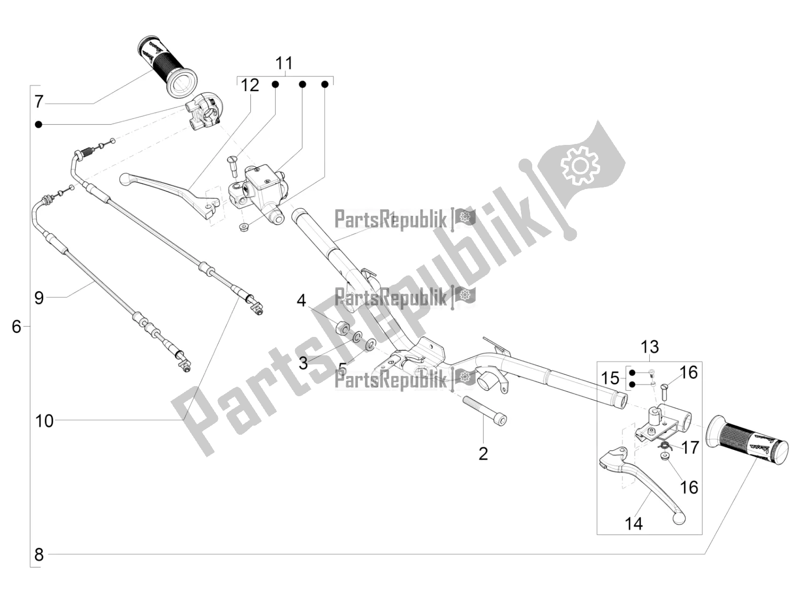 Tutte le parti per il Manubrio - Master Cil. Del Vespa LX 125 Iget 2022