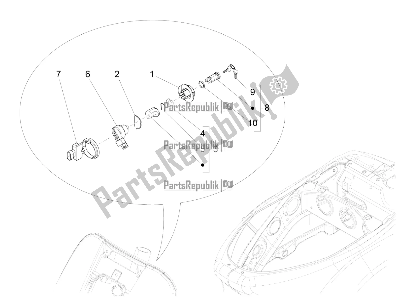 Toutes les pièces pour le Serrures du Vespa LX 125 Iget 2022