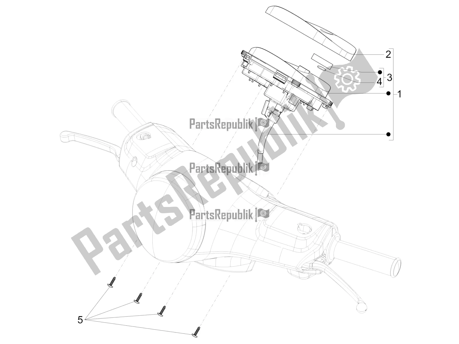 All parts for the Meter Combination - Cruscotto of the Vespa LX 125 Iget 2022