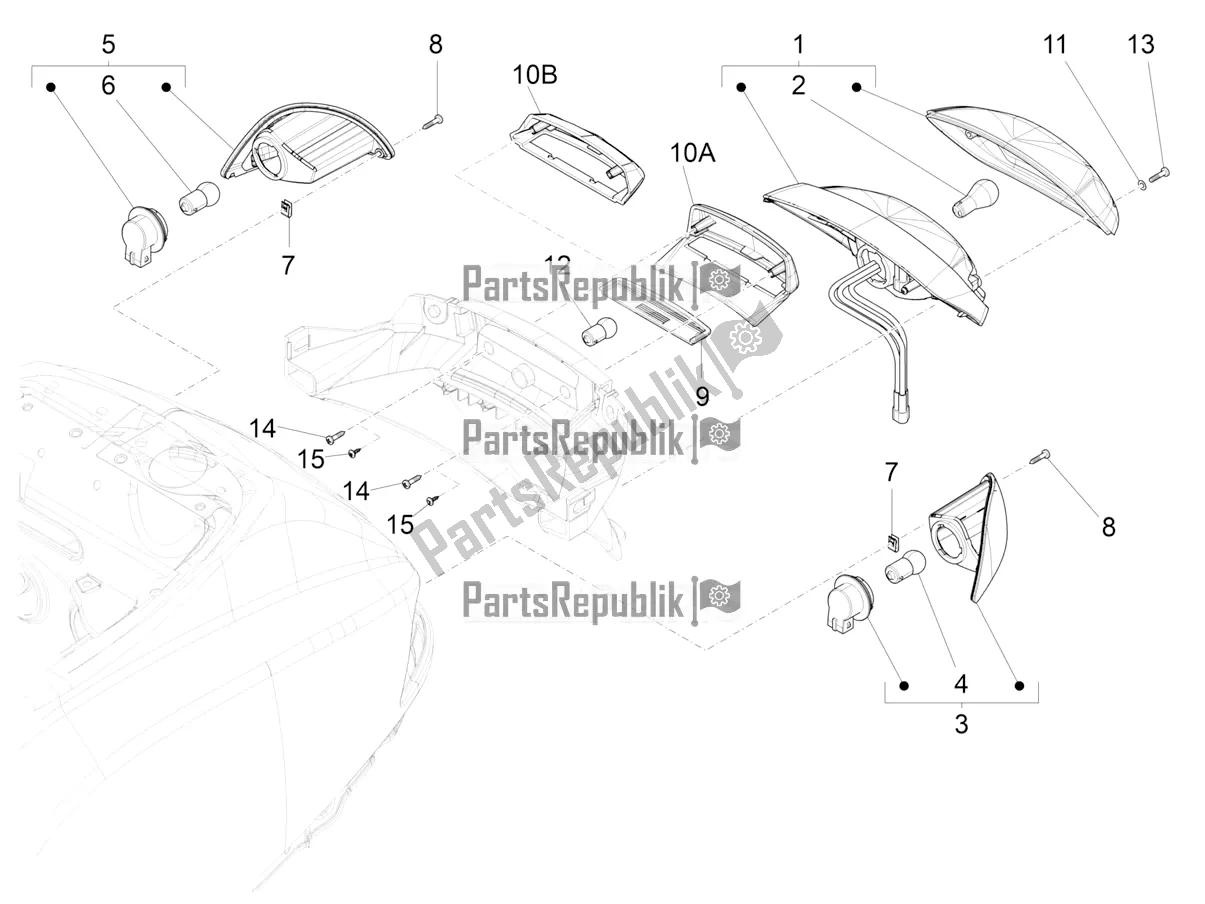 Toutes les pièces pour le Phares Arrière - Clignotants du Vespa LX 125 Iget 2022