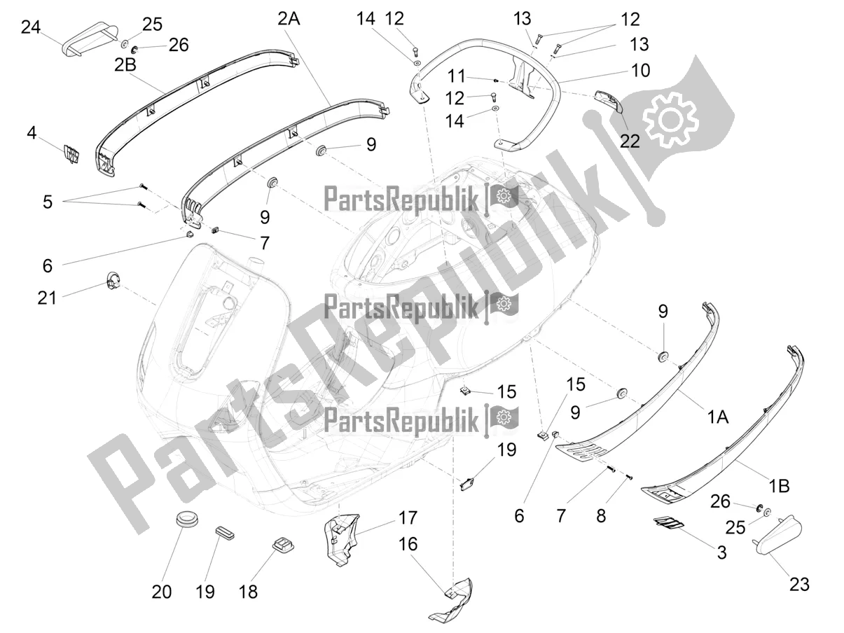 Toutes les pièces pour le Couvercle Latéral - Spoiler du Vespa LX 125 Iget 2022