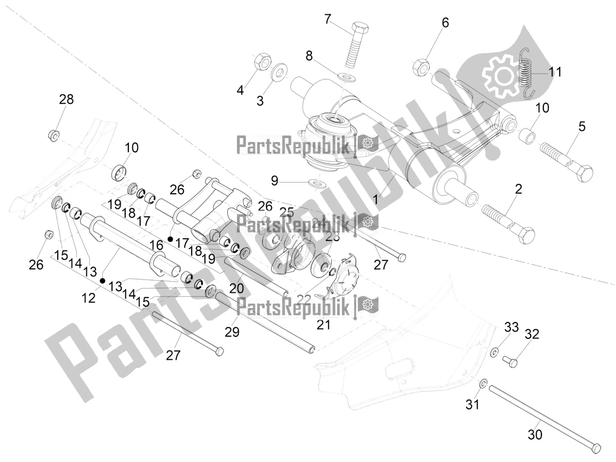 All parts for the Swinging Arm of the Vespa LX 125 Iget 2022