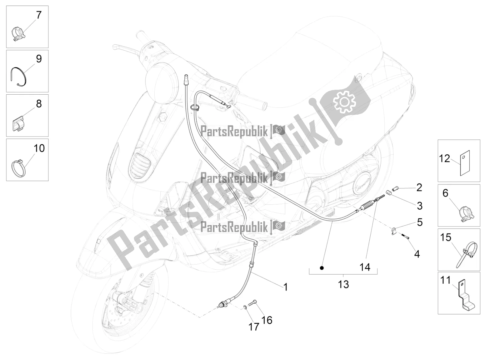 All parts for the Transmissions of the Vespa LX 125 Iget 2022