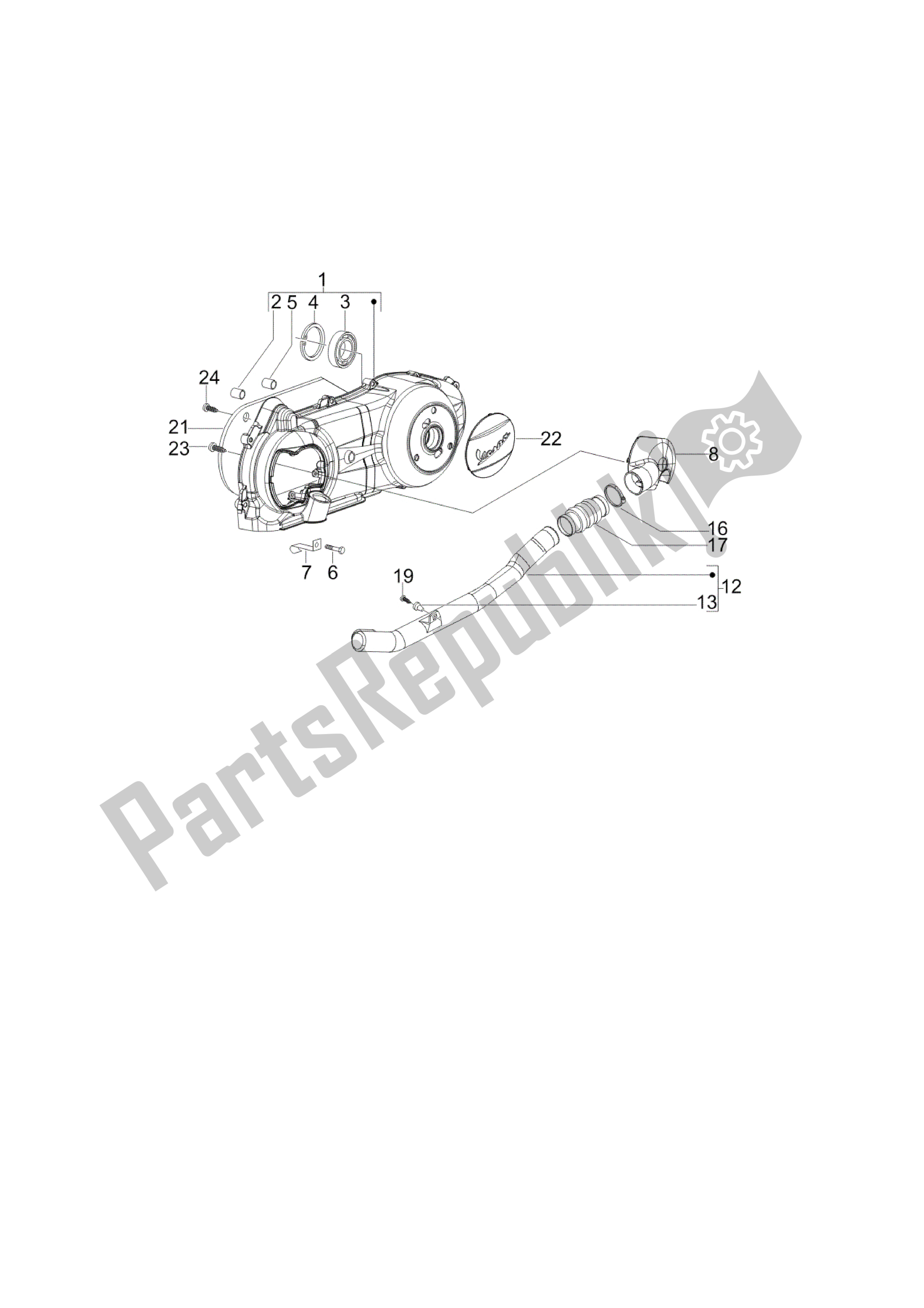 All parts for the Tapa Cárter - Refrigeracion Cárter of the Vespa LX 150 2005 - 2006