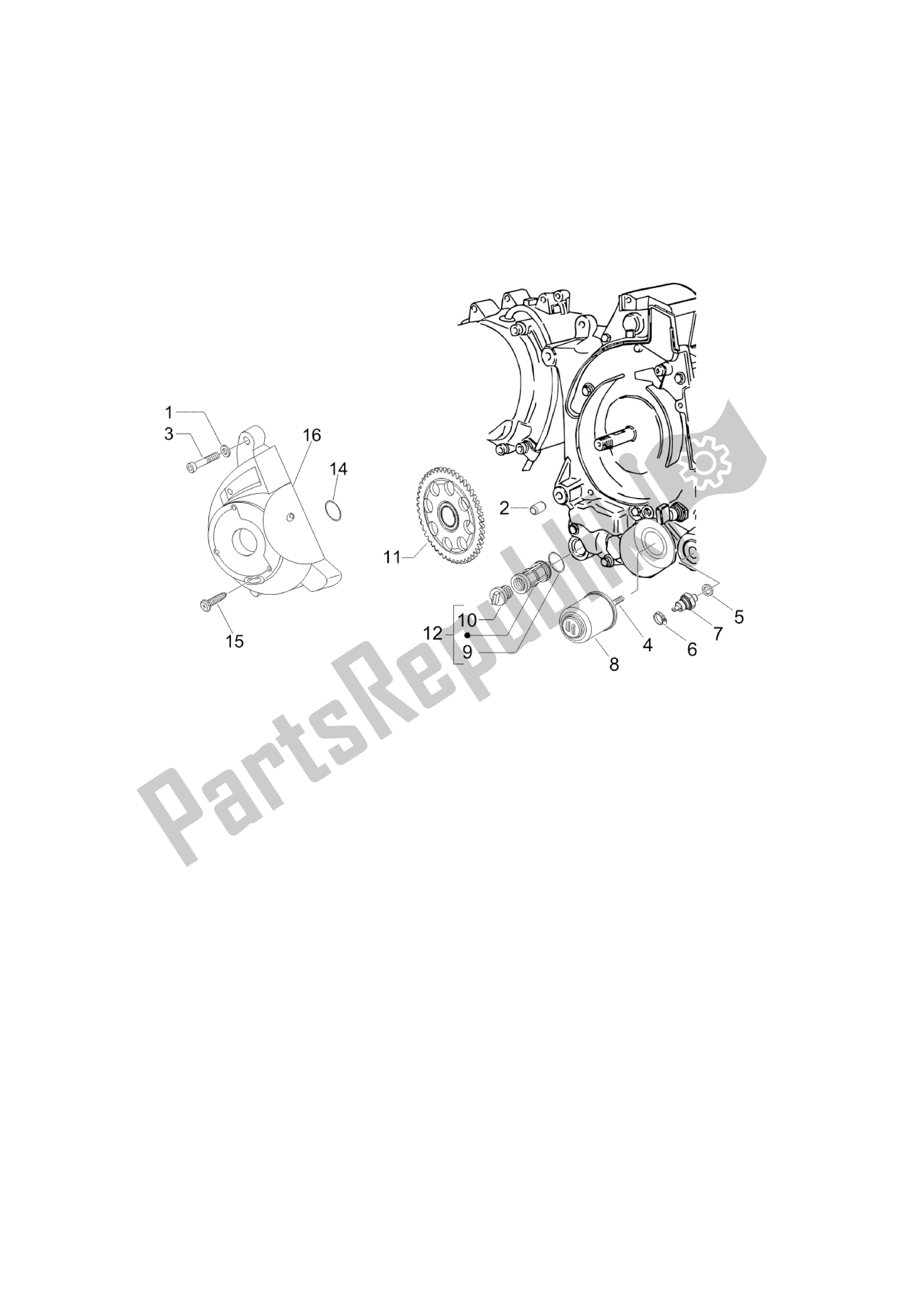 All parts for the Tapa Volante Magnetico - Filtro De Aceite of the Vespa LX 150 2005 - 2006