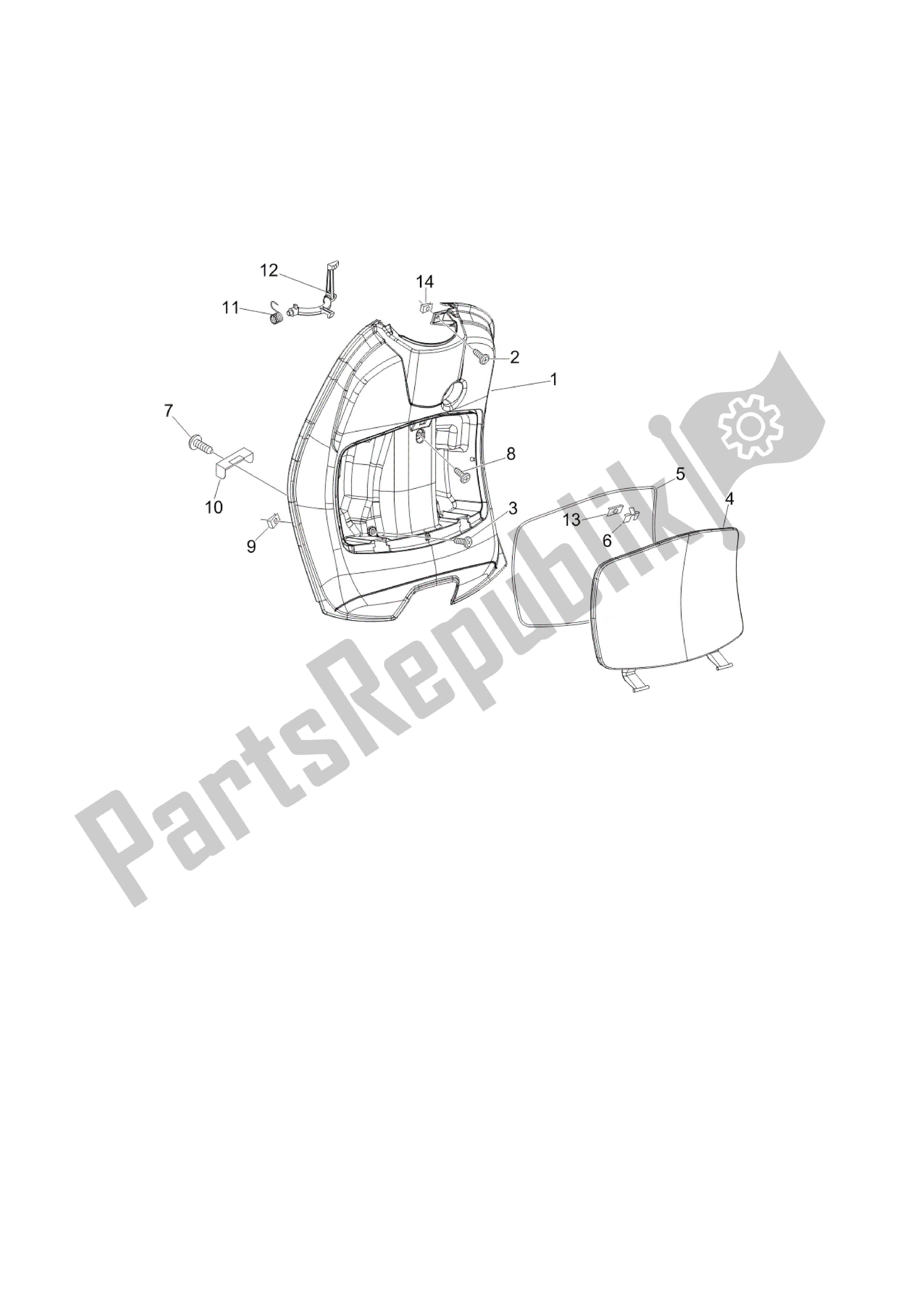 All parts for the Maletero Delantero - Contraescudo of the Vespa LX 150 2005 - 2006