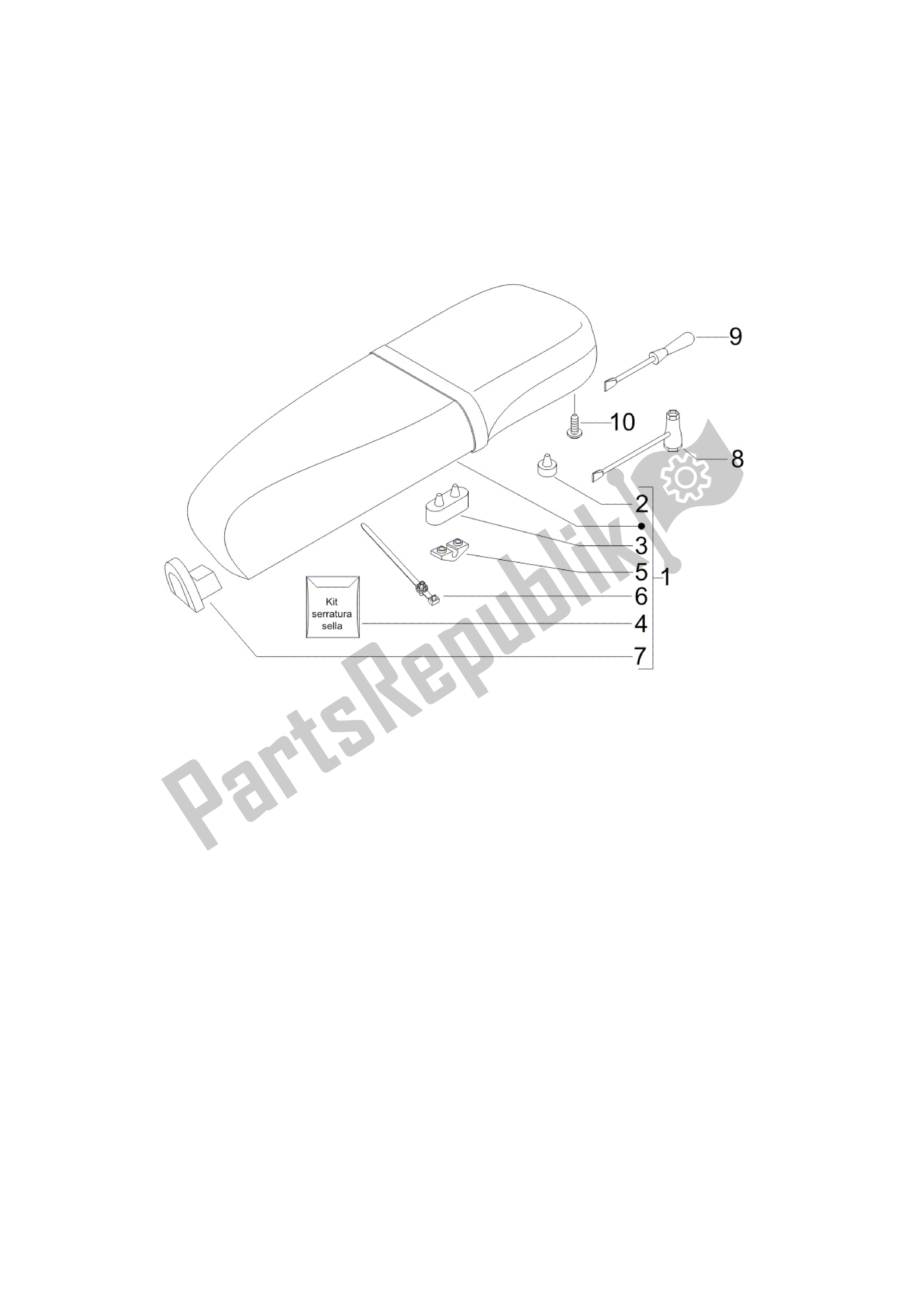 Alle onderdelen voor de Sillín / Asientos - Bolsa Herramienta van de Vespa LX 150 2005 - 2006