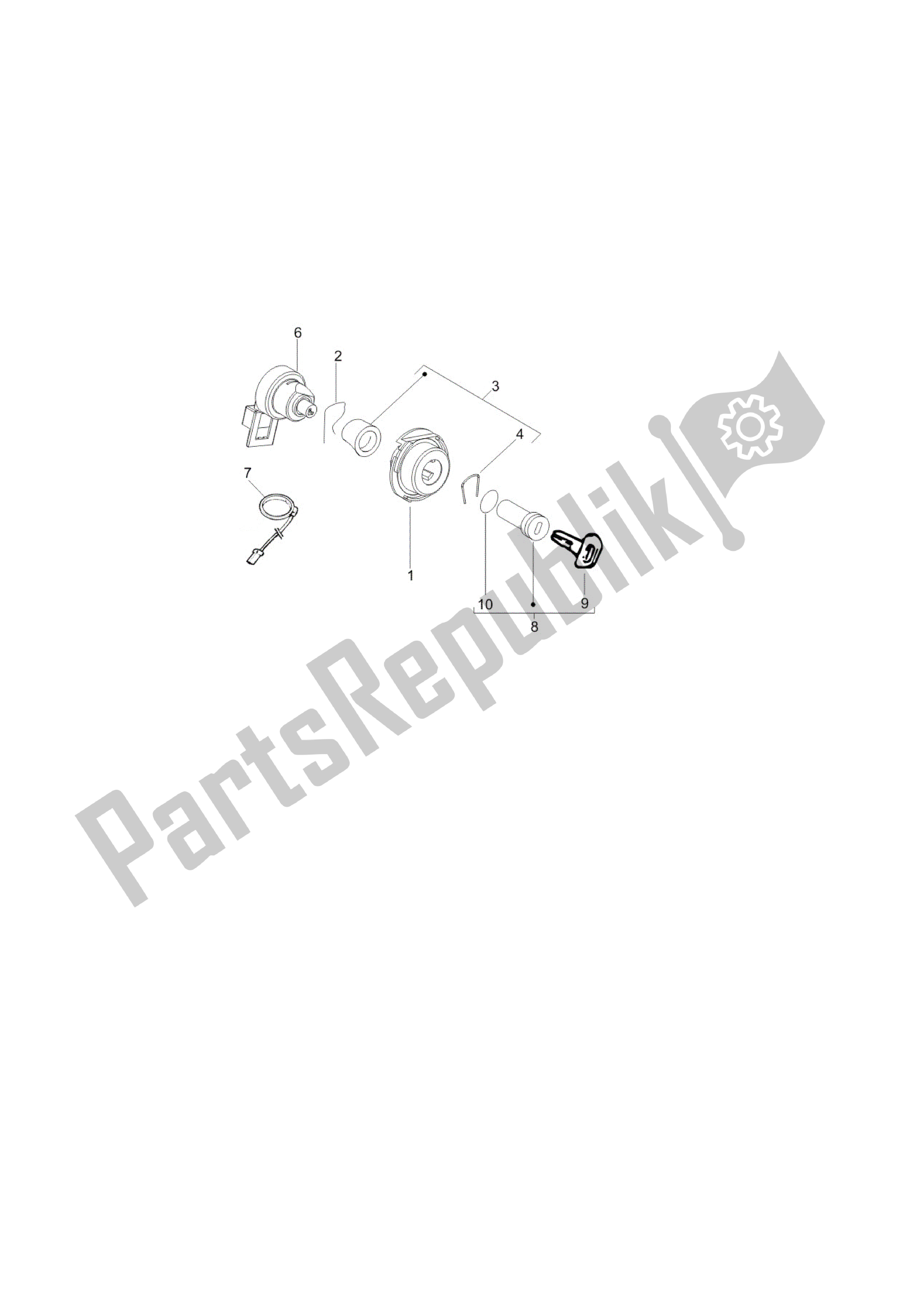 Tutte le parti per il Cerraduras del Vespa LX 150 2005 - 2006