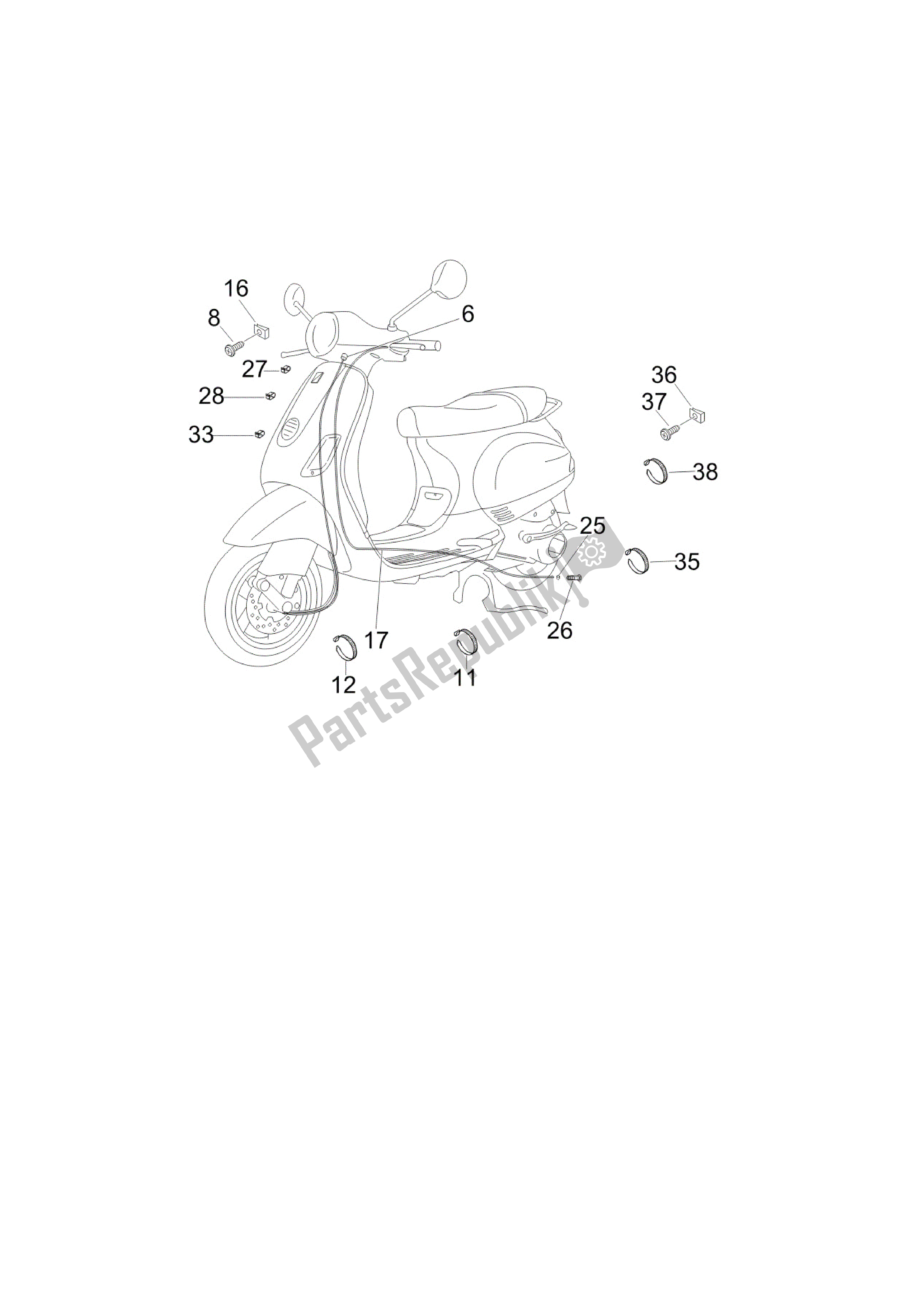 All parts for the Transmisiónes of the Vespa LX 150 2005 - 2006