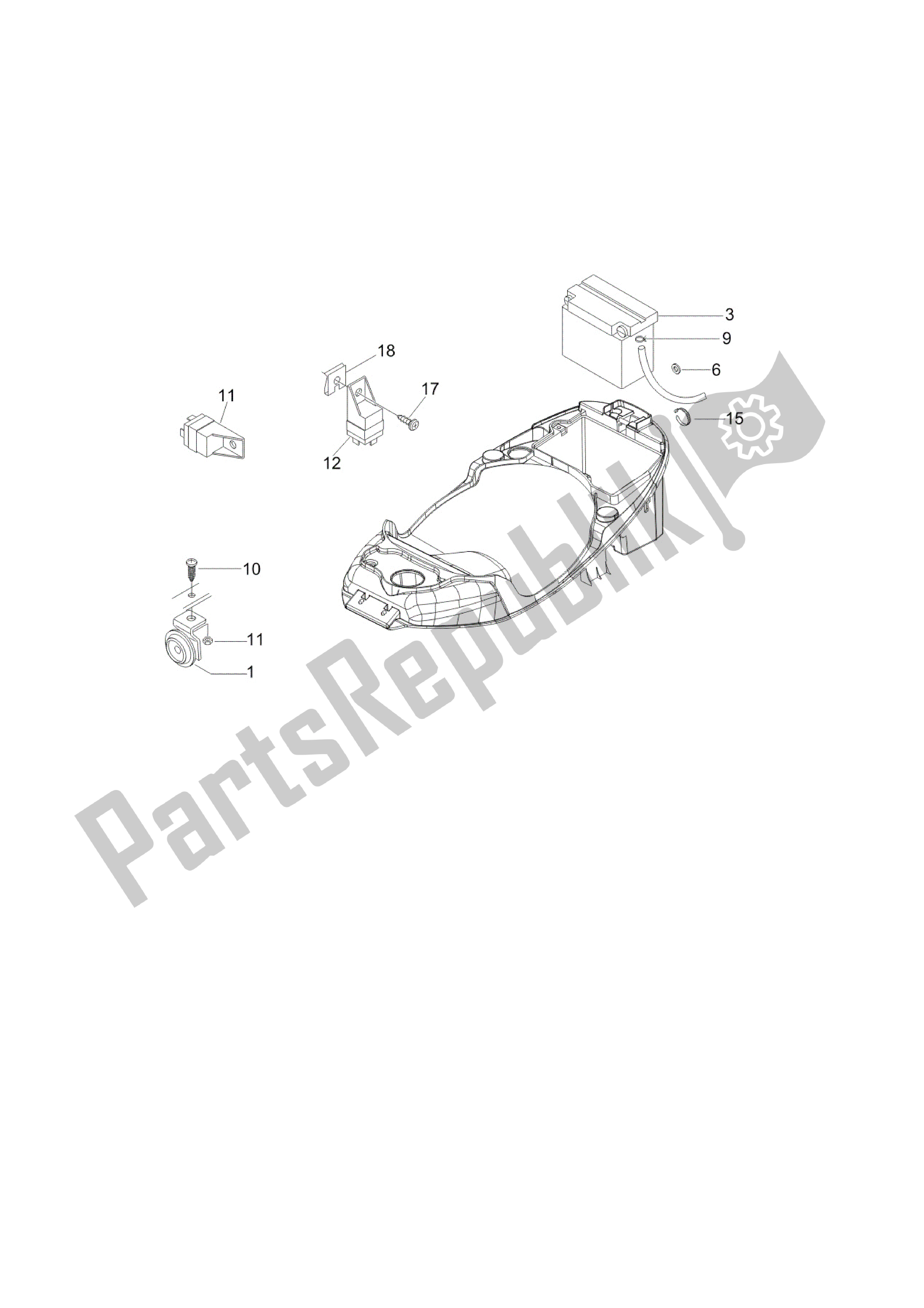 Tutte le parti per il Telerruptores - Bateria - Claxon del Vespa LX 150 2005 - 2006