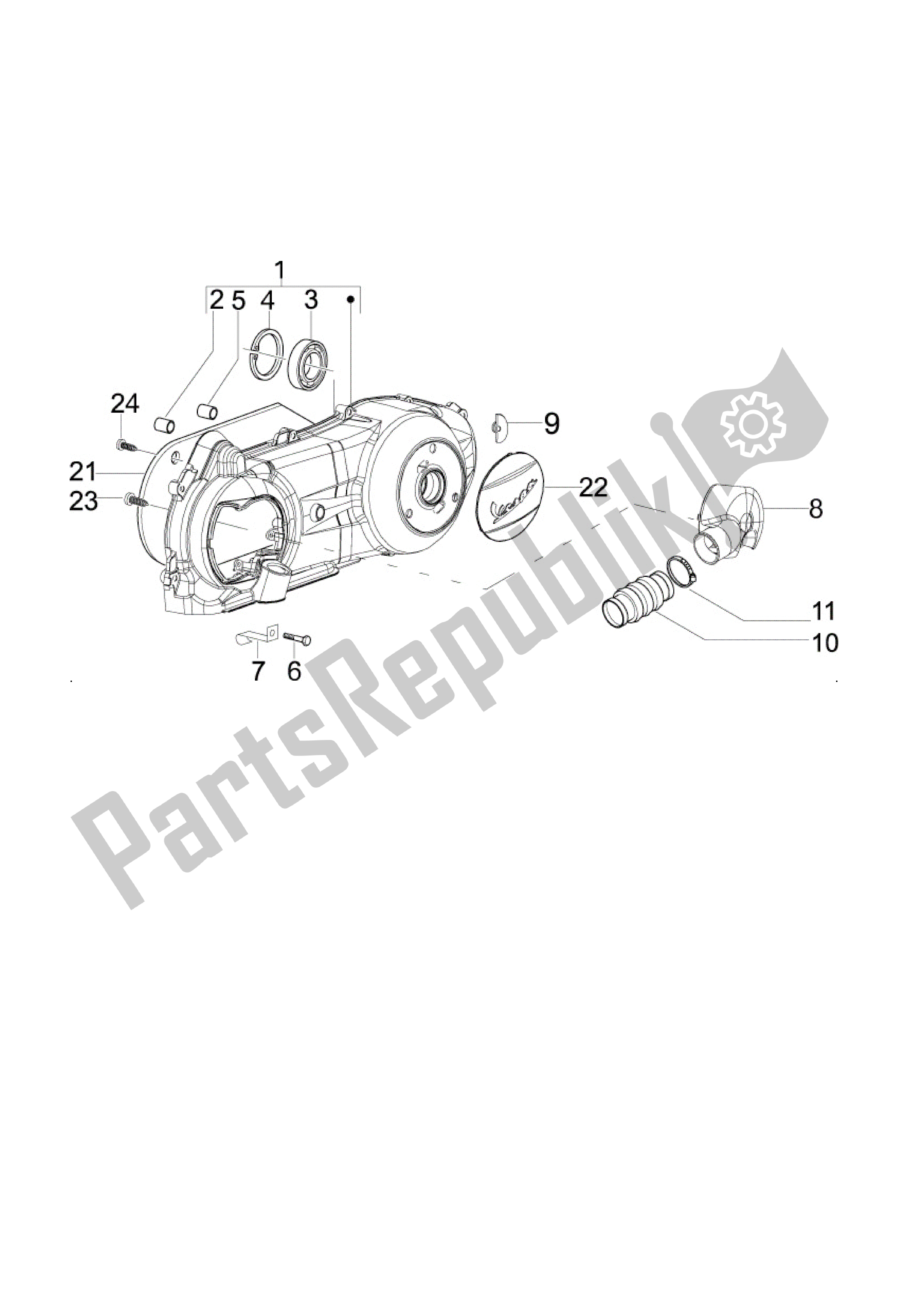 Alle onderdelen voor de Tapa Cárter - Koelacion Cárter van de Vespa LX 150 2010 - 2012