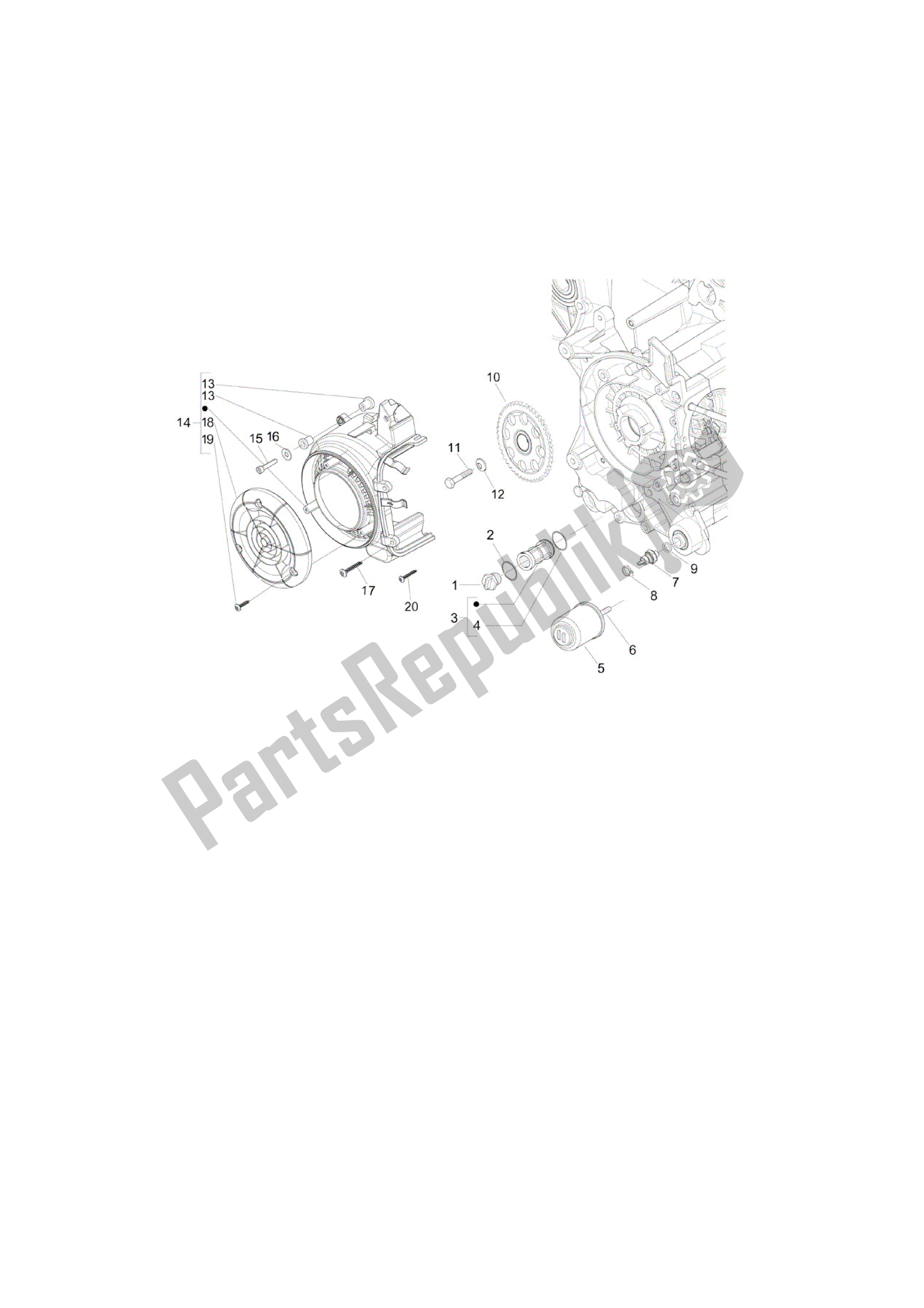 Alle onderdelen voor de Tapa Volante Magnetico - Filtro De Aceite van de Vespa LX 150 2010 - 2012