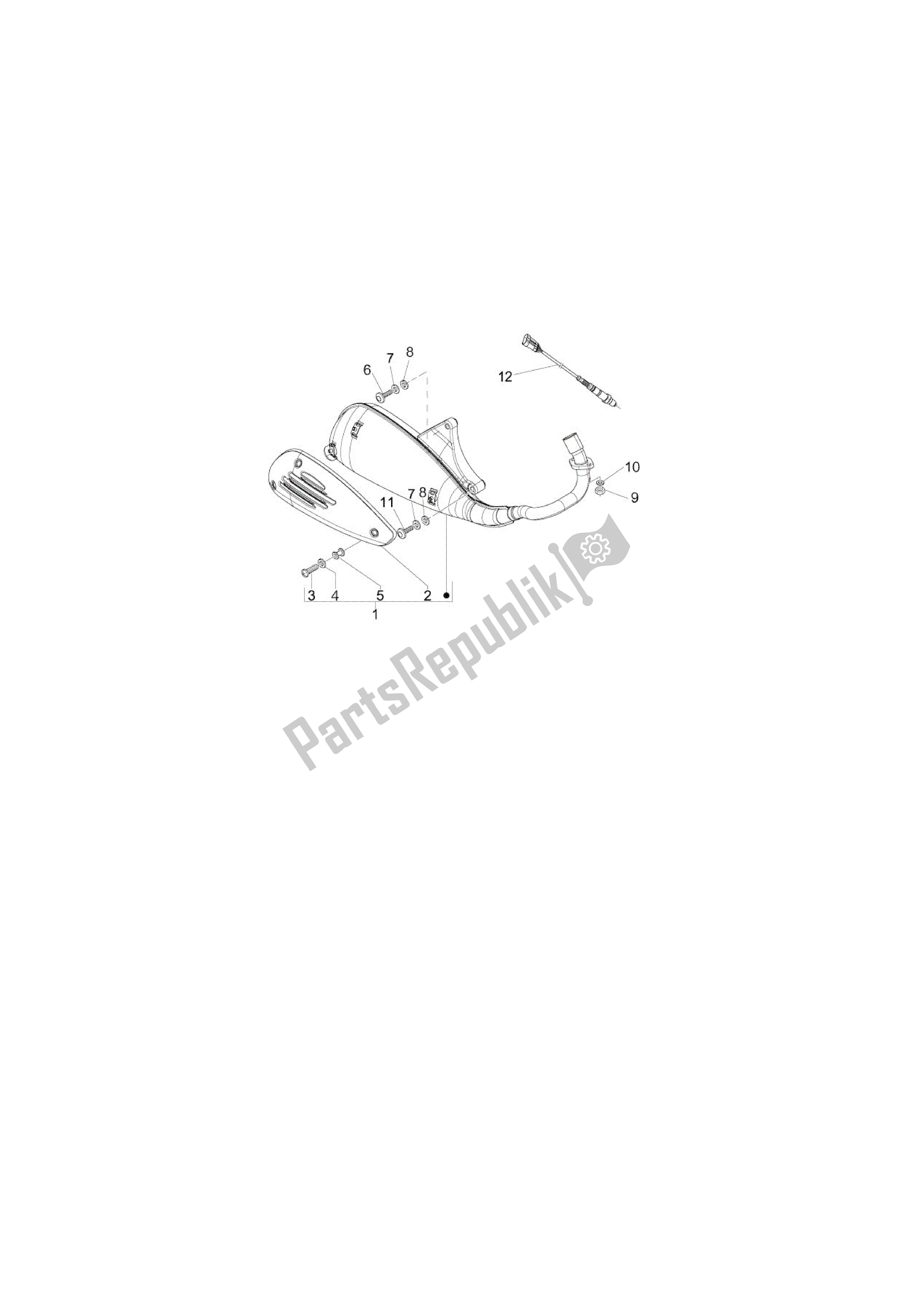 All parts for the Silenciador of the Vespa LX 150 2010 - 2012