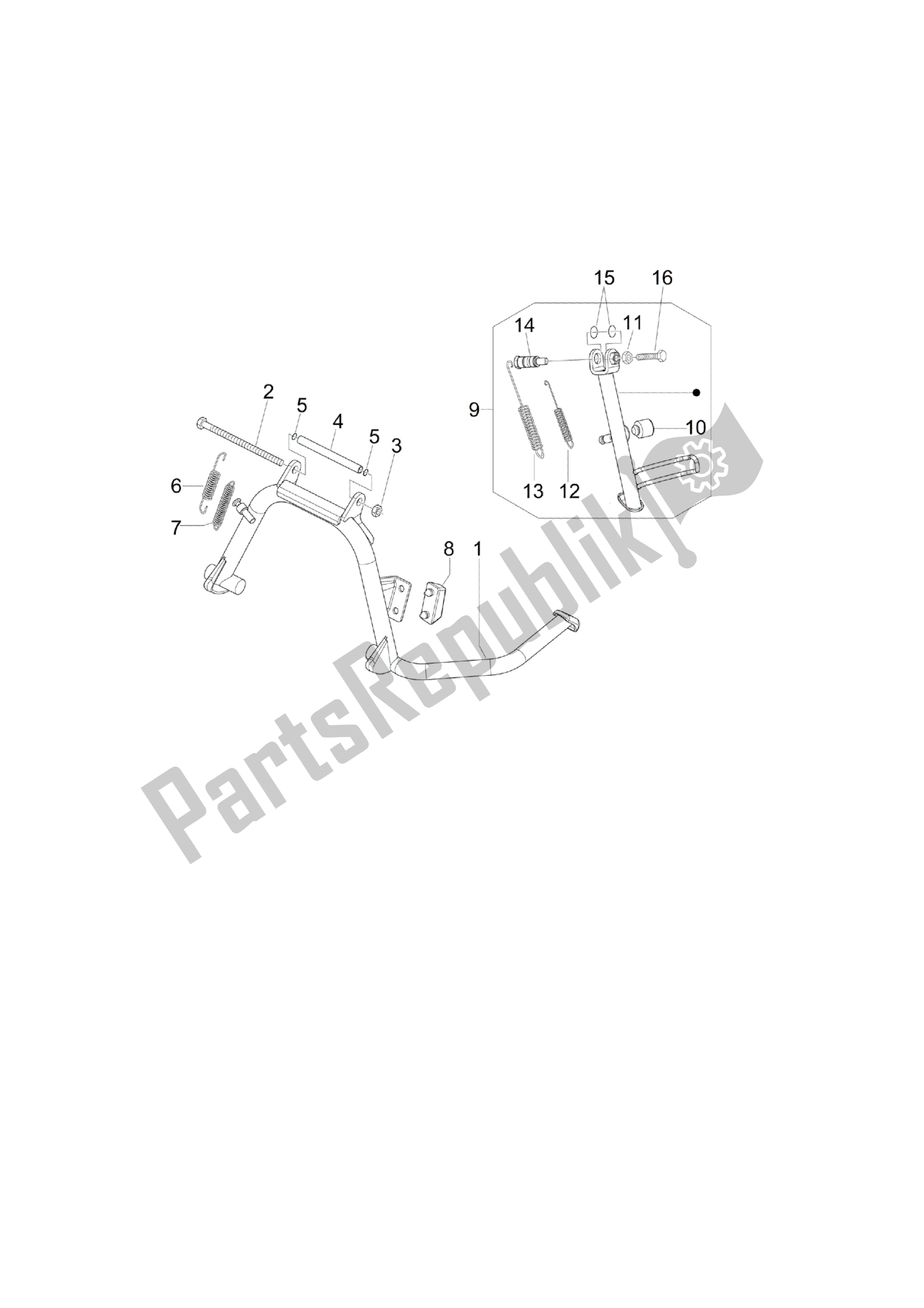 All parts for the Caballete/s of the Vespa LX 150 2010 - 2012