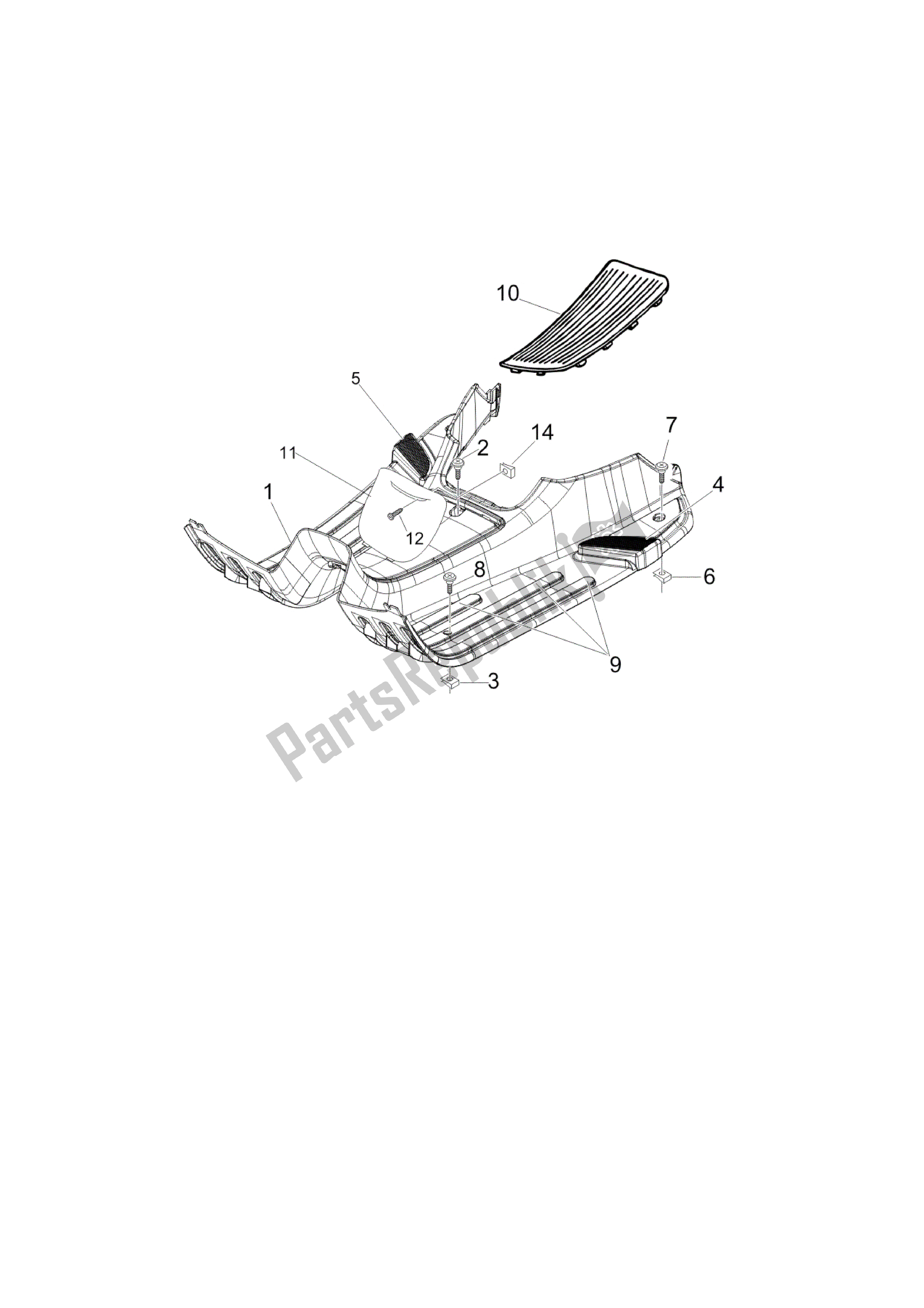 All parts for the Cubierta Central - Estribos of the Vespa LX 150 2010 - 2012