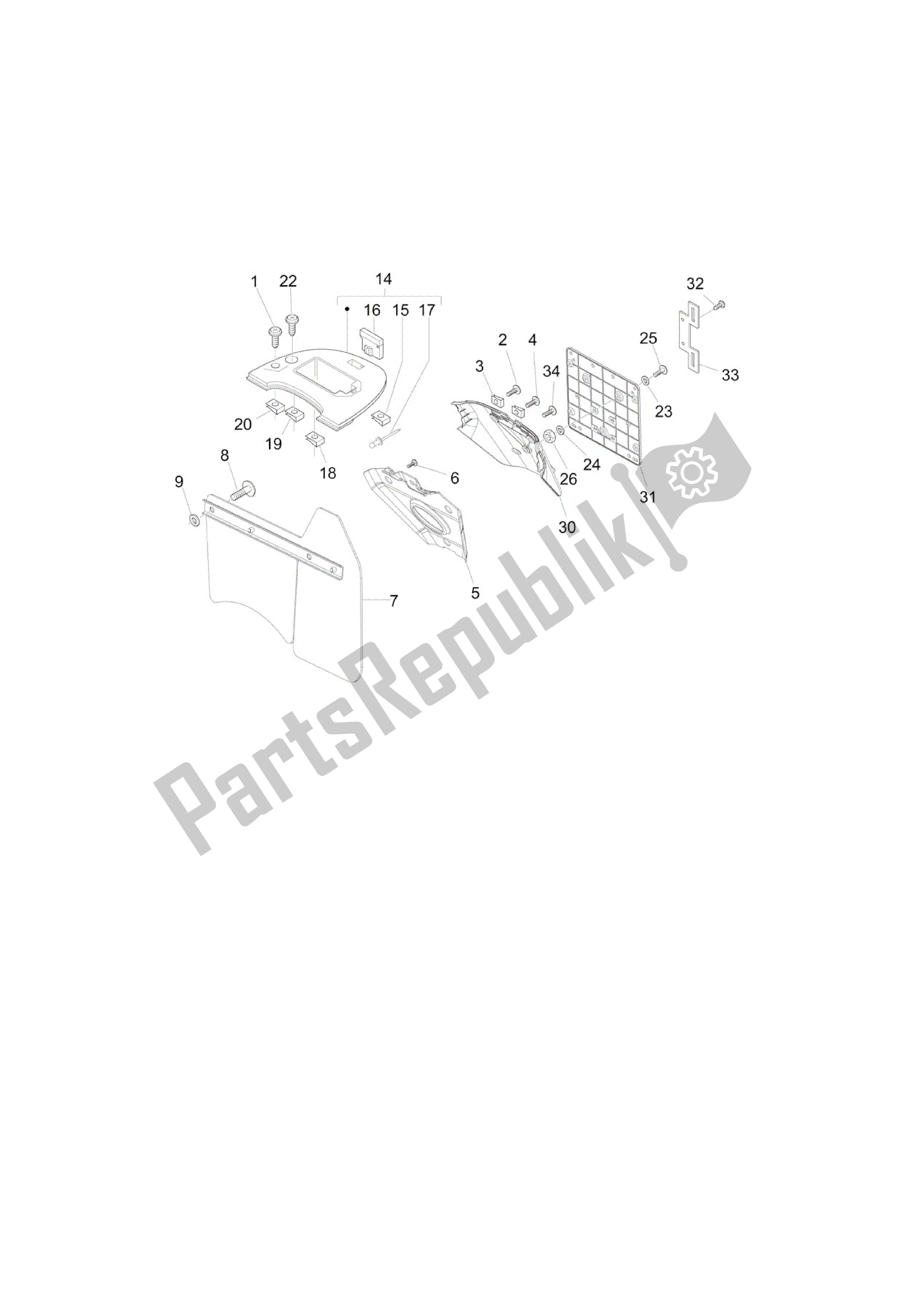 Tutte le parti per il Cubierta Trasera - Salpicador del Vespa LX 150 2010 - 2012