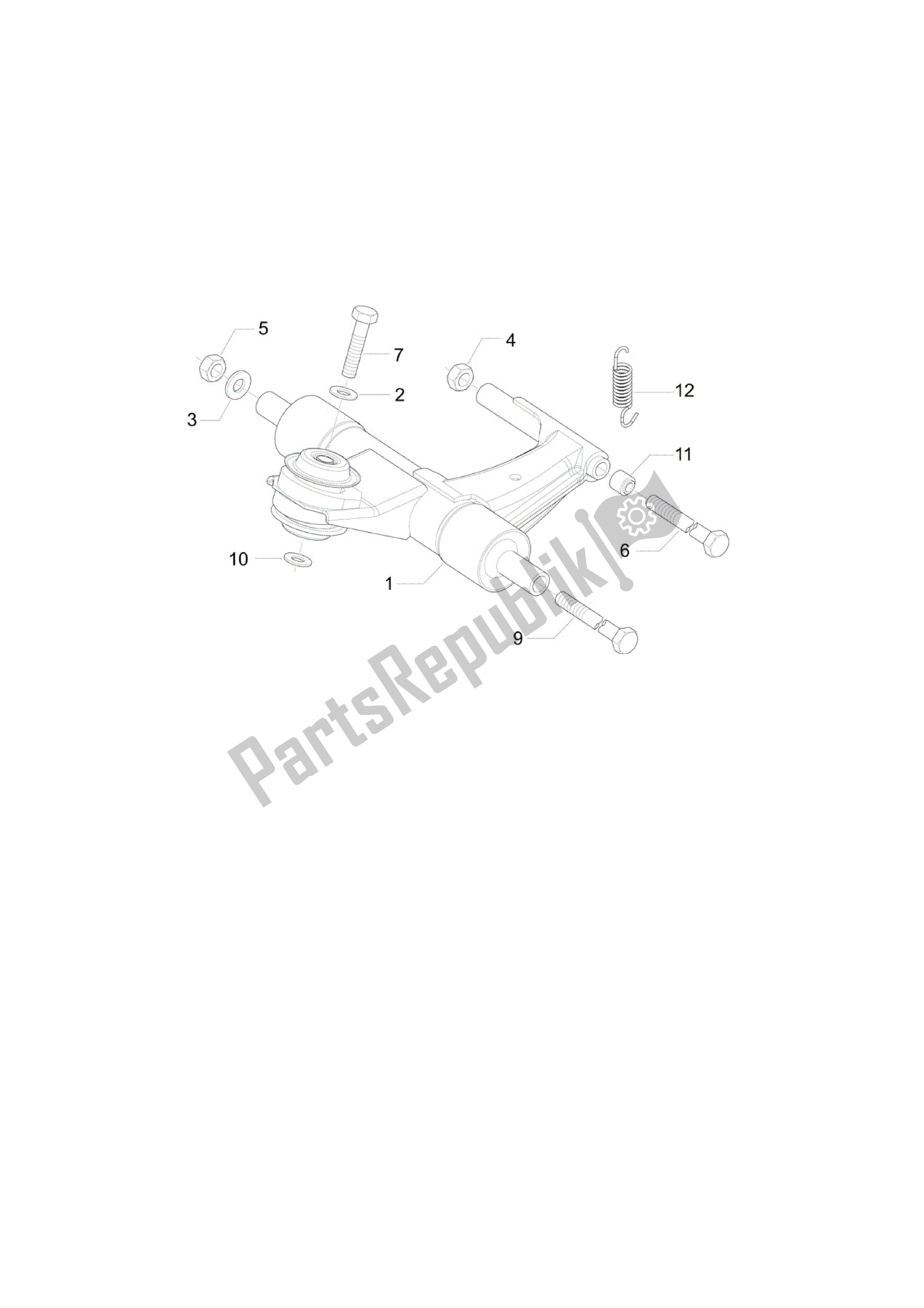 All parts for the Brazo Oscilante of the Vespa LX 150 2010 - 2012