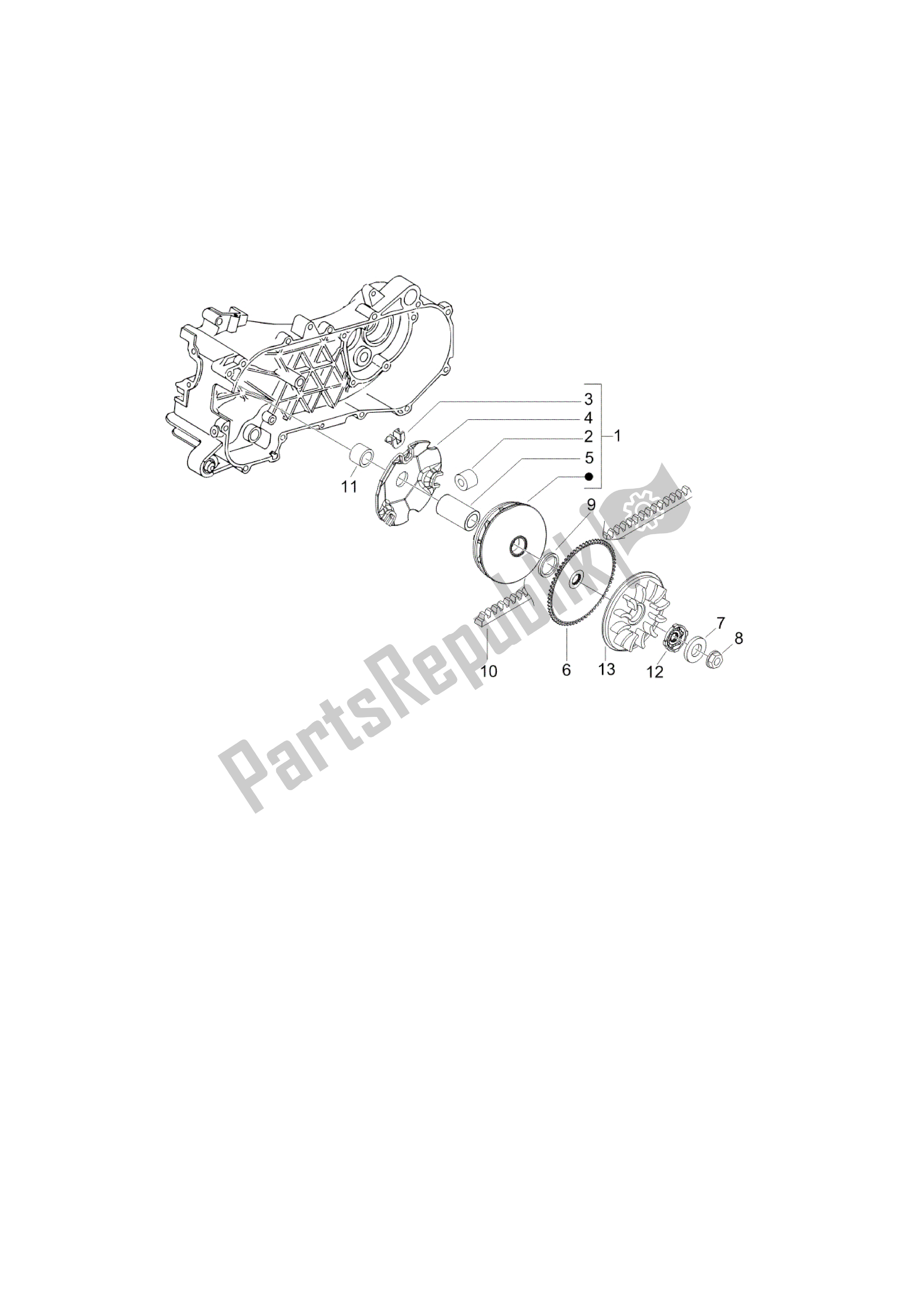 Tutte le parti per il Polea Conducora del Vespa LX 50 2009 - 2010