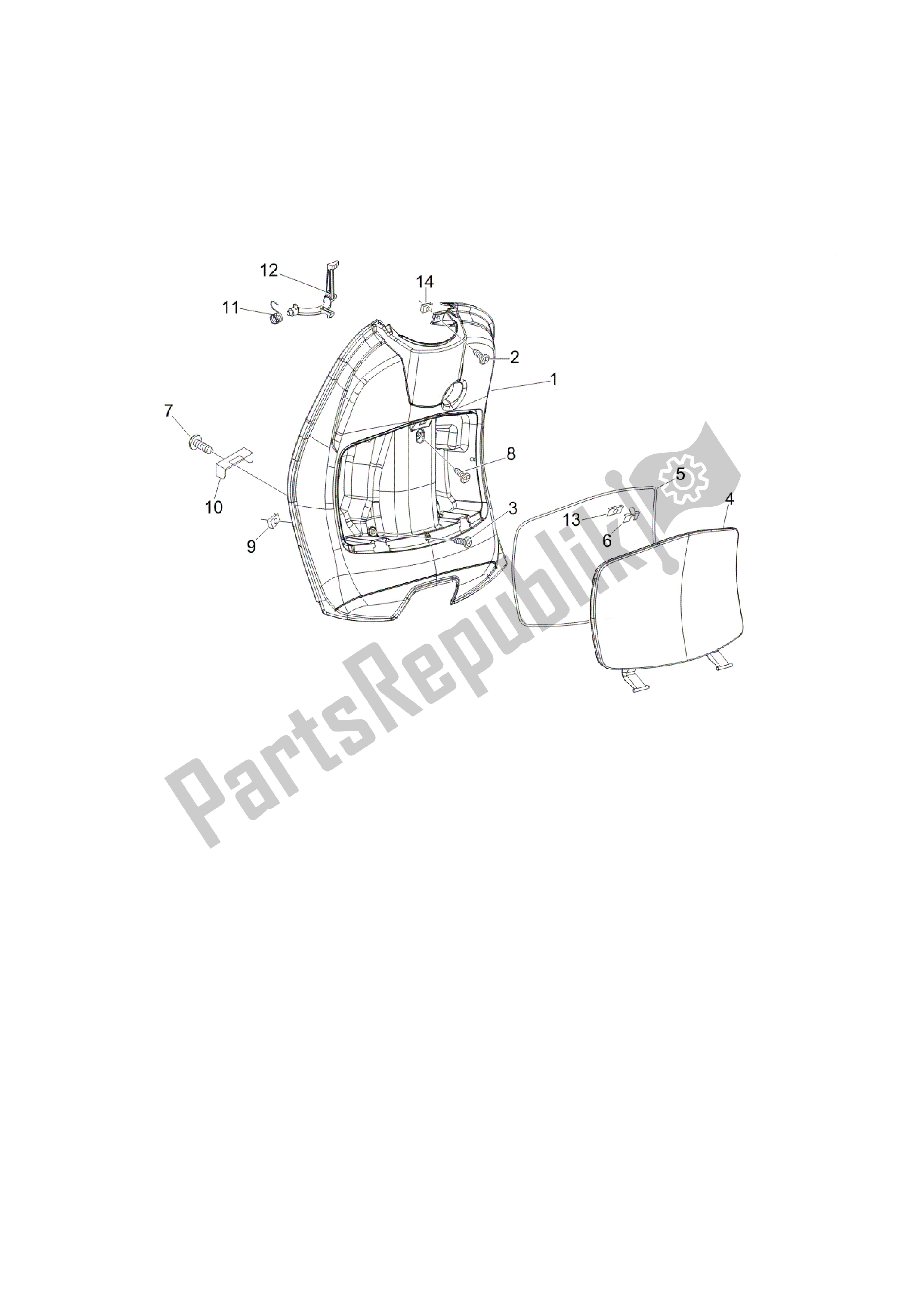 Tutte le parti per il Maletero Delantero - Contraescudo del Vespa LX 50 2009 - 2010