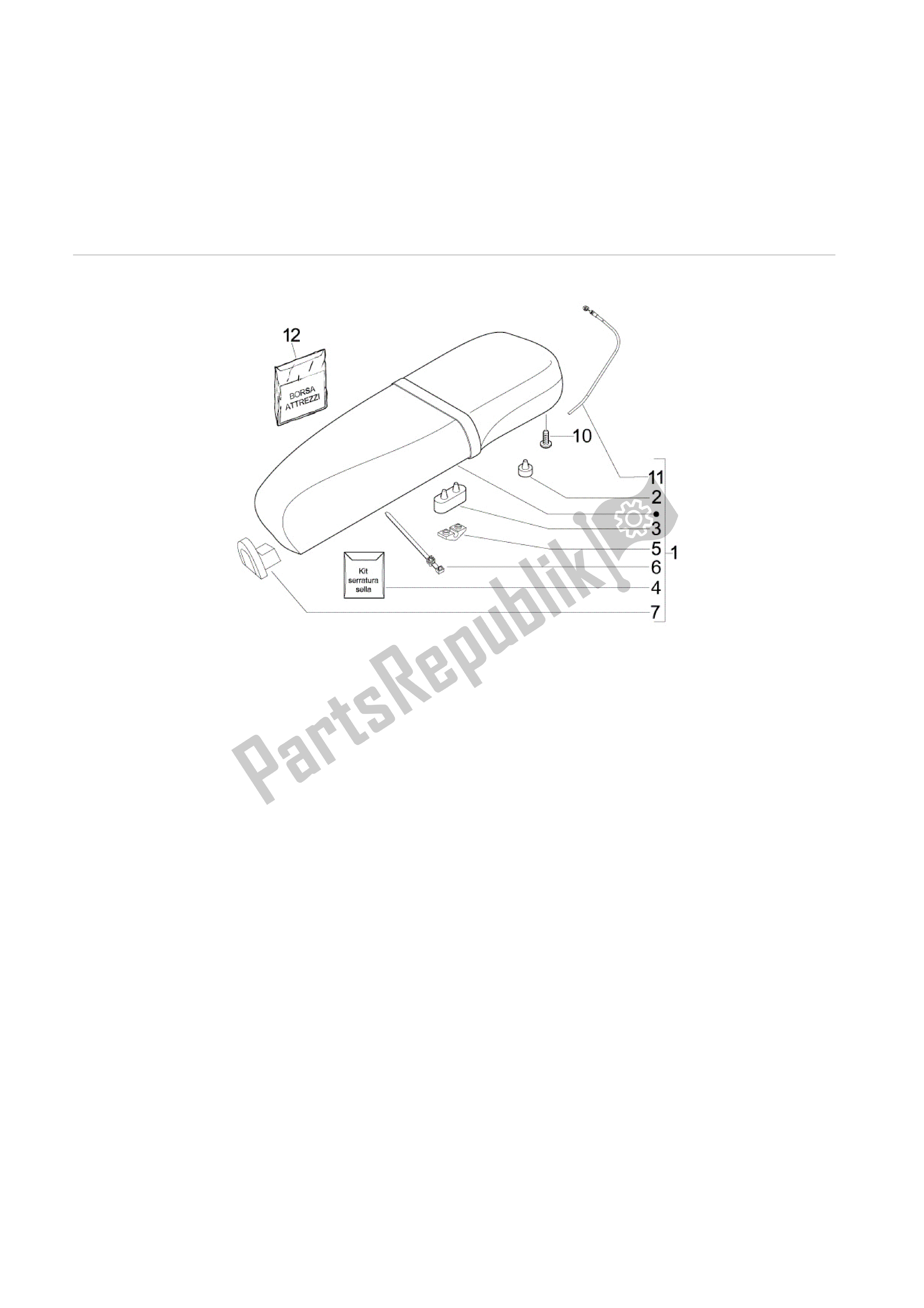 Tutte le parti per il Sillín / Asientos - Bolsa Herramienta del Vespa LX 50 2009 - 2010