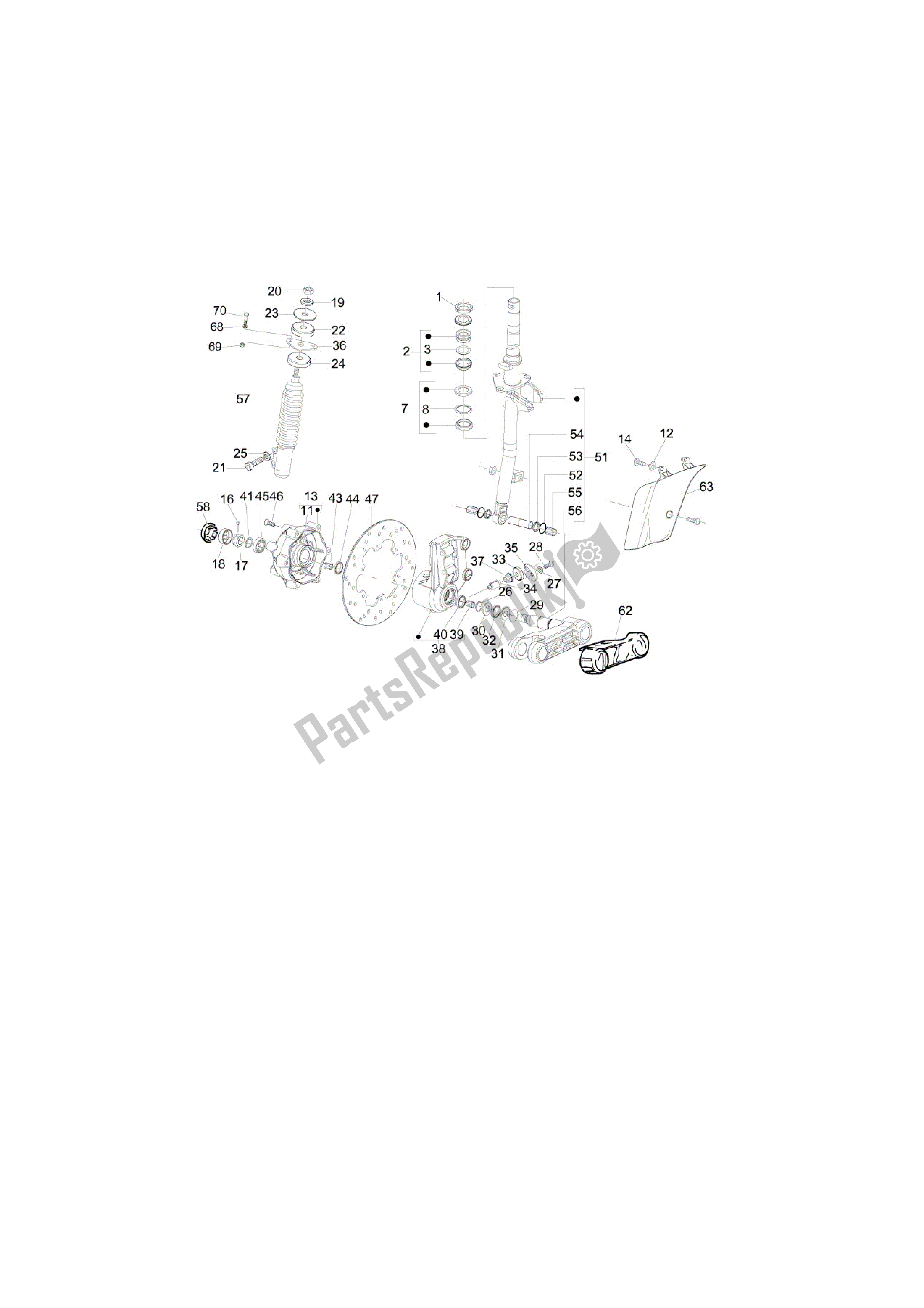 Tutte le parti per il Horquilla / Tubo Direccion - Conjunto Tejuelos del Vespa LX 50 2009 - 2010