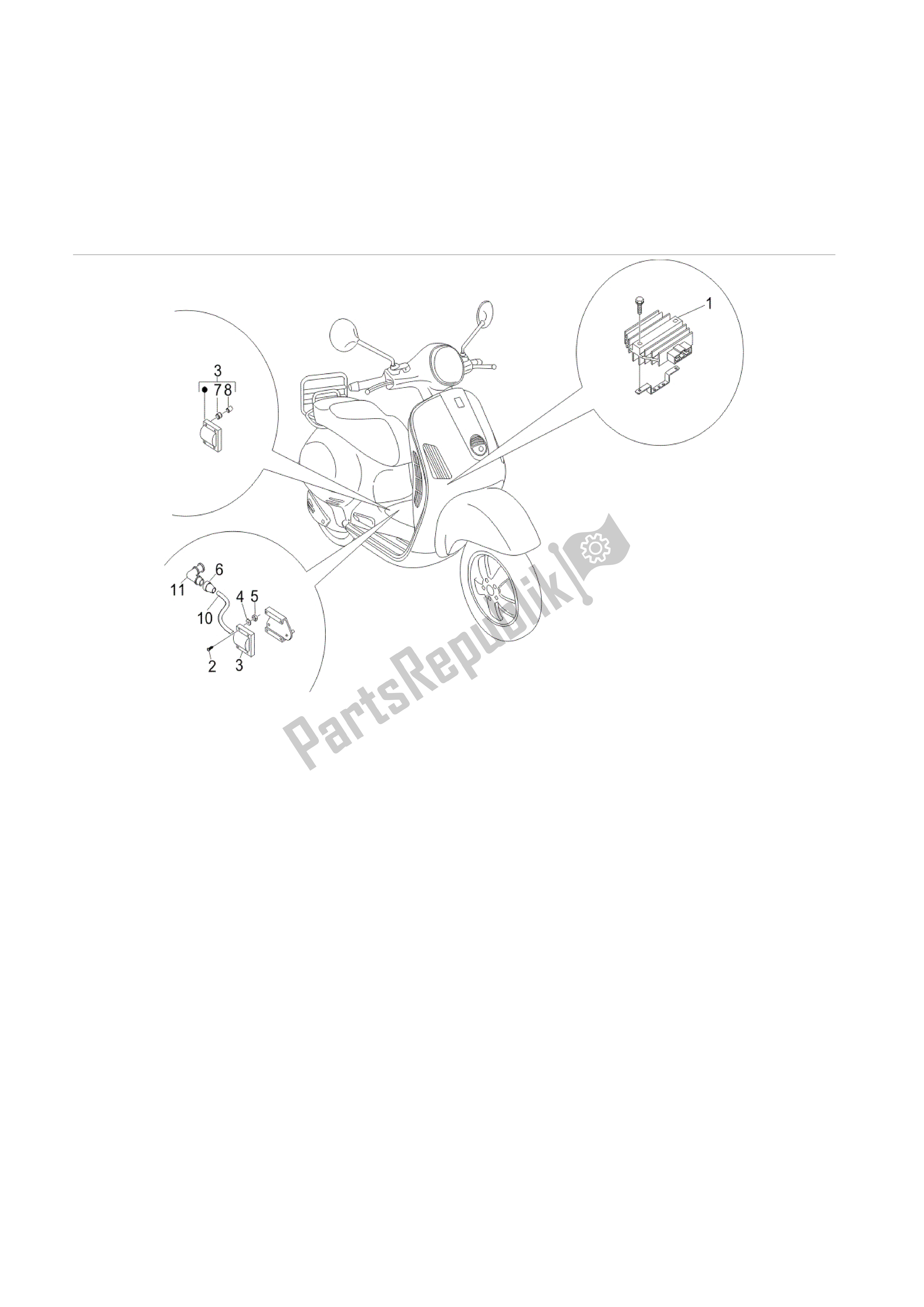 Tutte le parti per il Reguladores De Tensión - Centralitas Electrónicas - Bobina A. T. Del Vespa LX 50 2009 - 2010