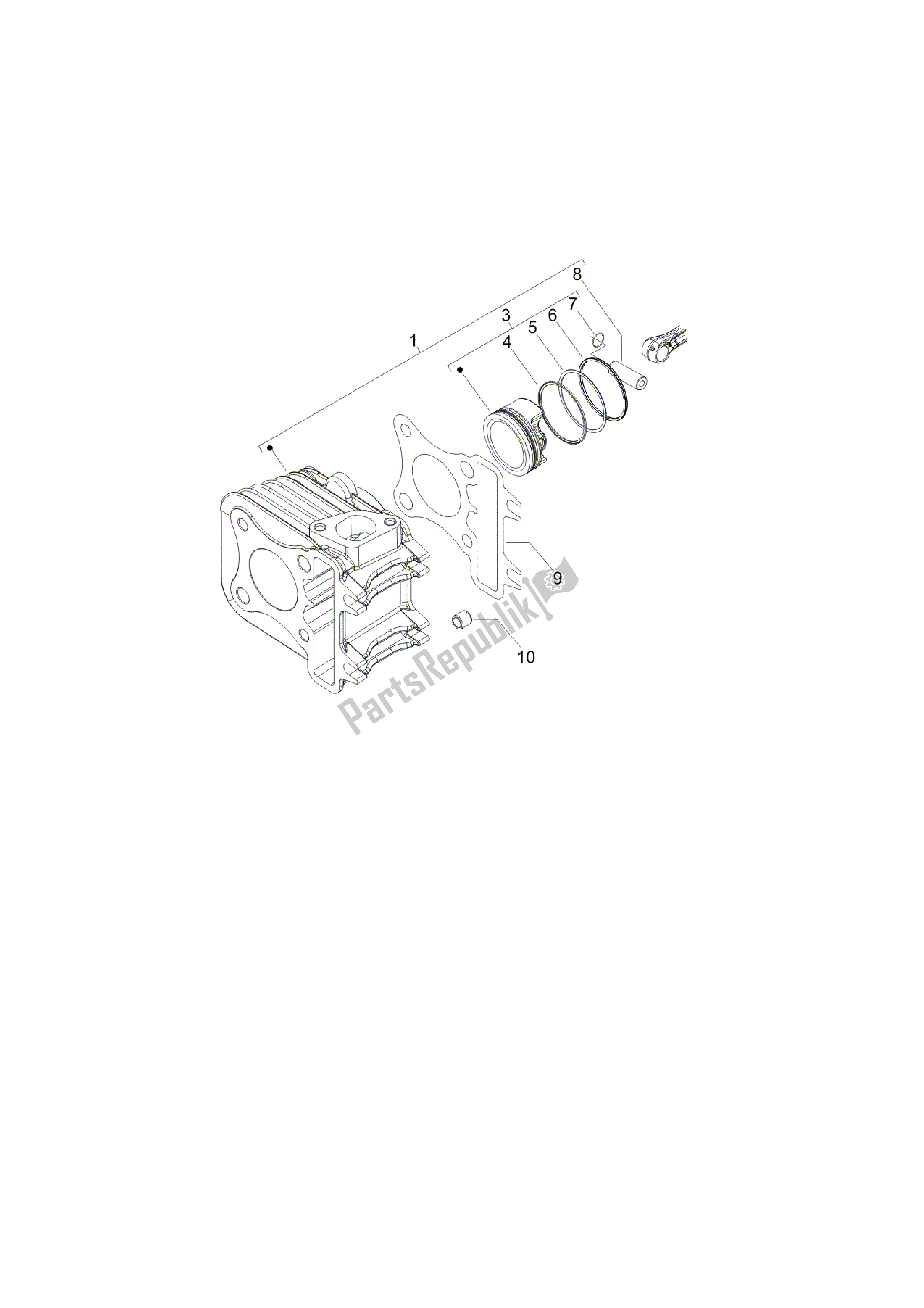 Tutte le parti per il Grupo Cilindro-pistón-eje del Vespa LX 50 2006 - 2008