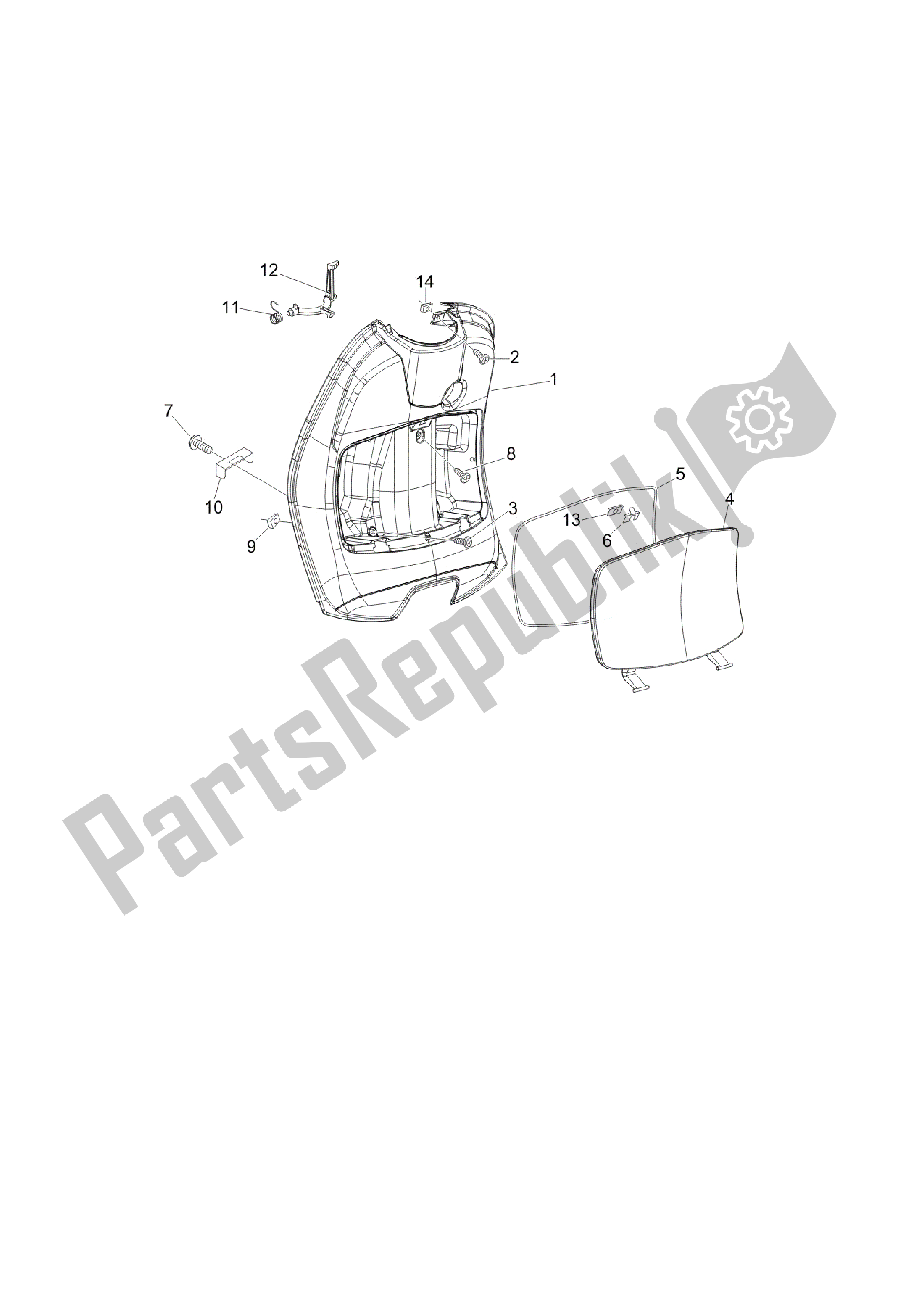 Tutte le parti per il Maletero Delantero - Contraescudo del Vespa LX 50 2006 - 2008