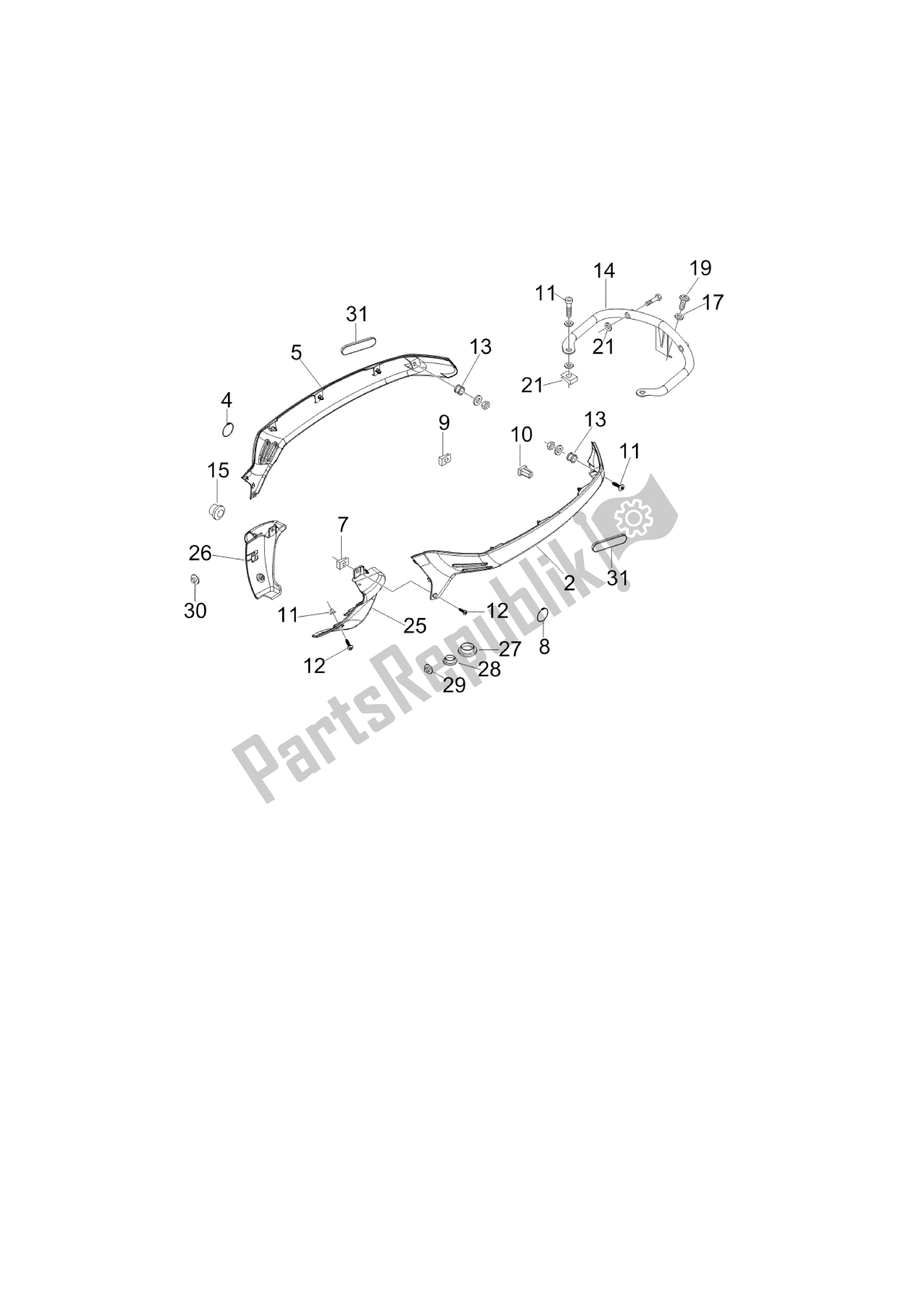 Tutte le parti per il Cubiertas Laterales - Spoiler del Vespa LX 50 2006 - 2008