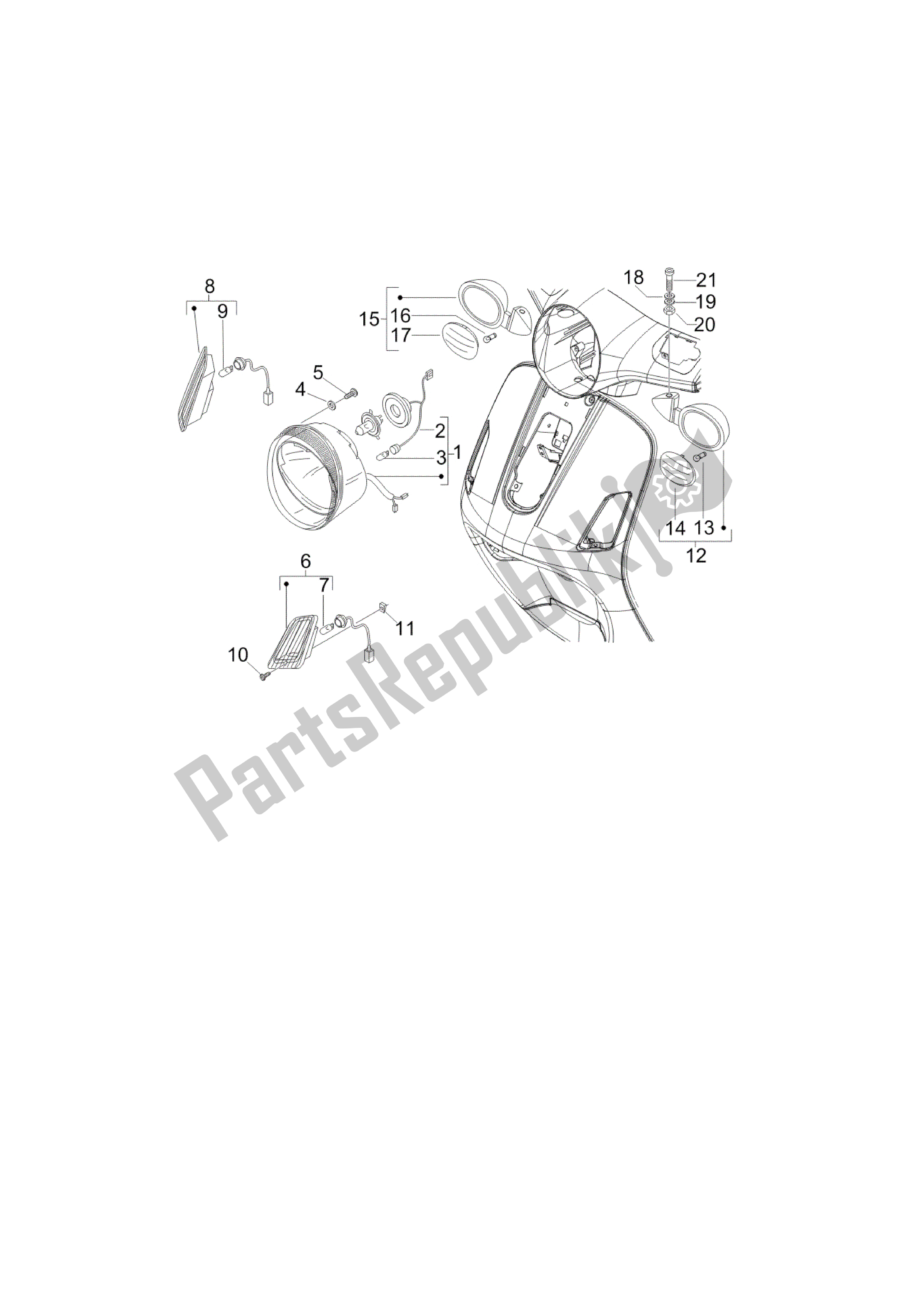 Todas las partes para Faros Delanteros - Indicadores De Dirección de Vespa LX 50 2006 - 2008