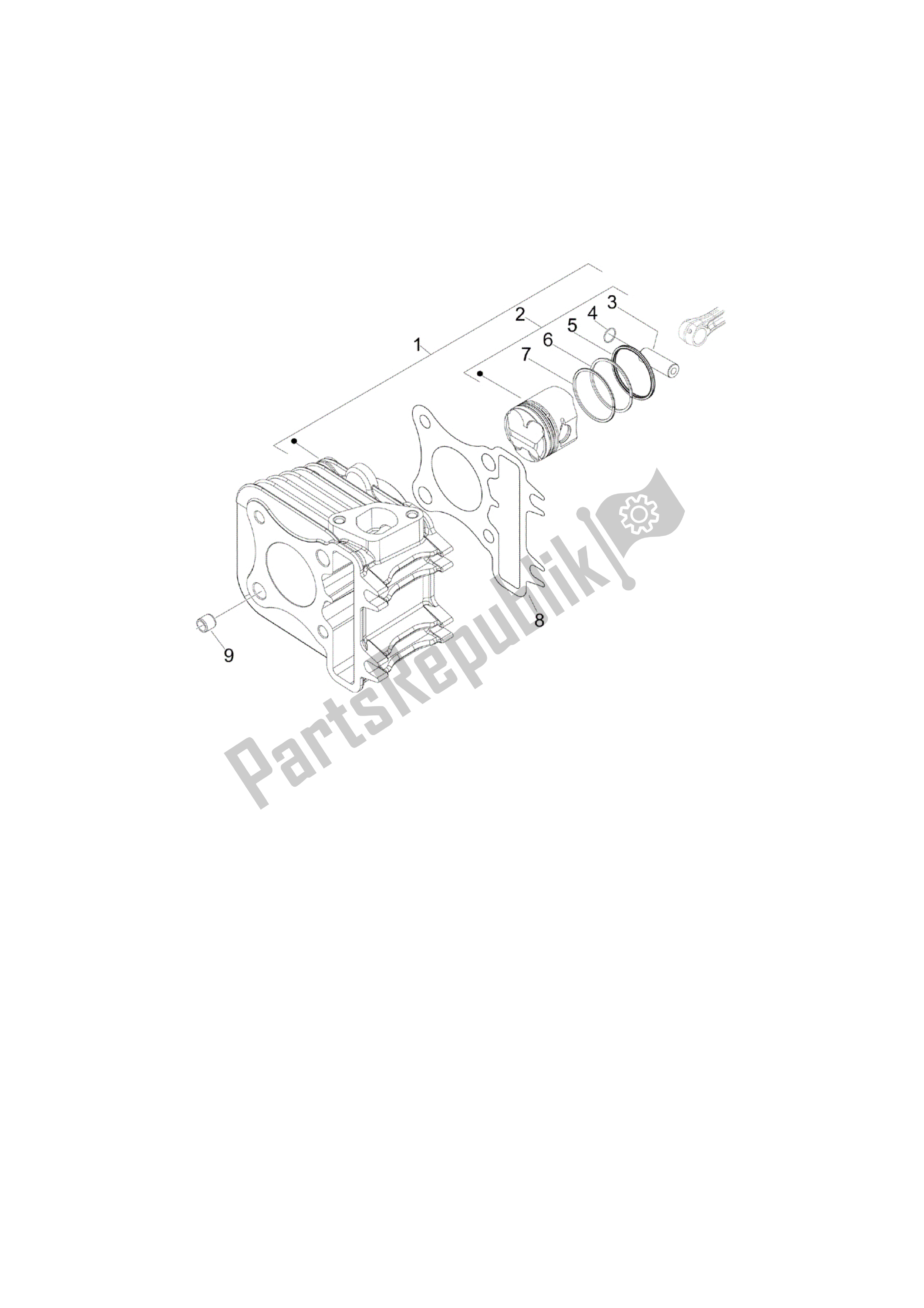 Todas las partes para Grupo Cilindro-pistón-eje de Vespa LX 50 2009 - 2013